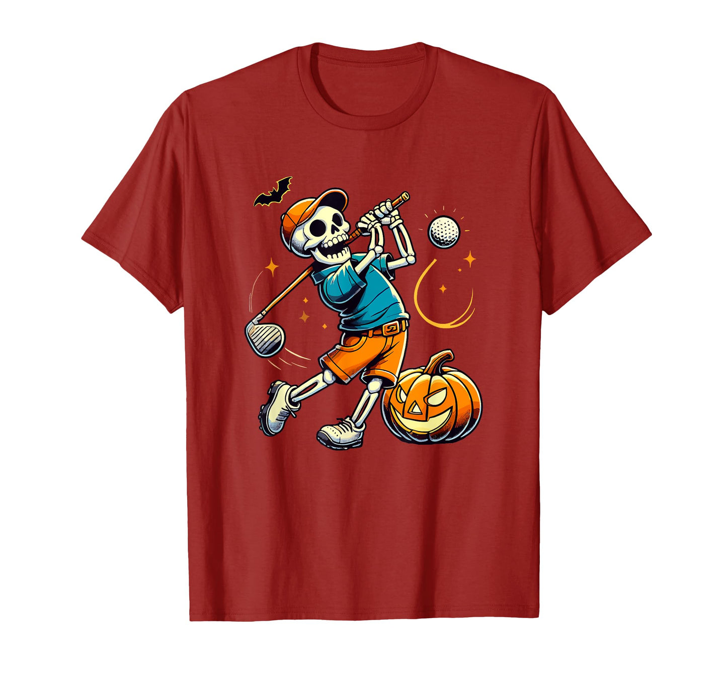 Halloween Skeleton Golf Player Golfing Golfer Pumpkin T-Shirt