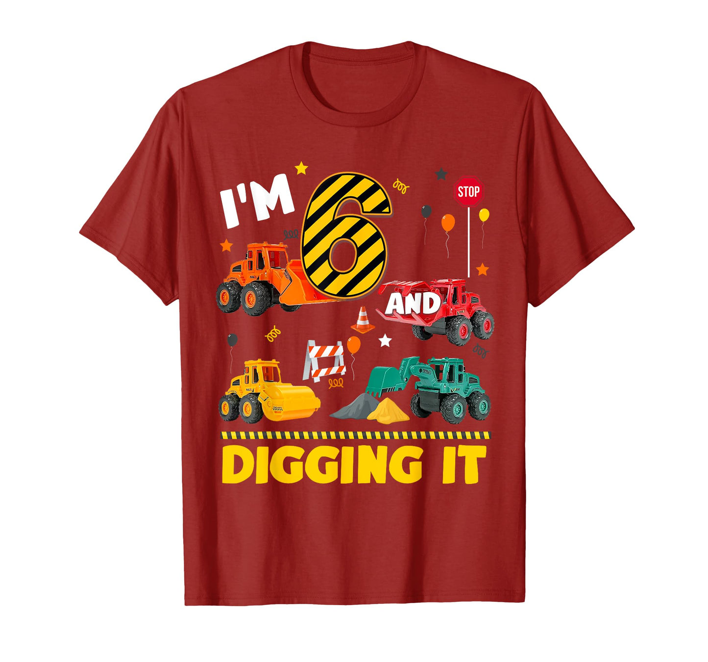 6th Birthday Construction Boy I'm 6 Years Old And Digging It T-Shirt