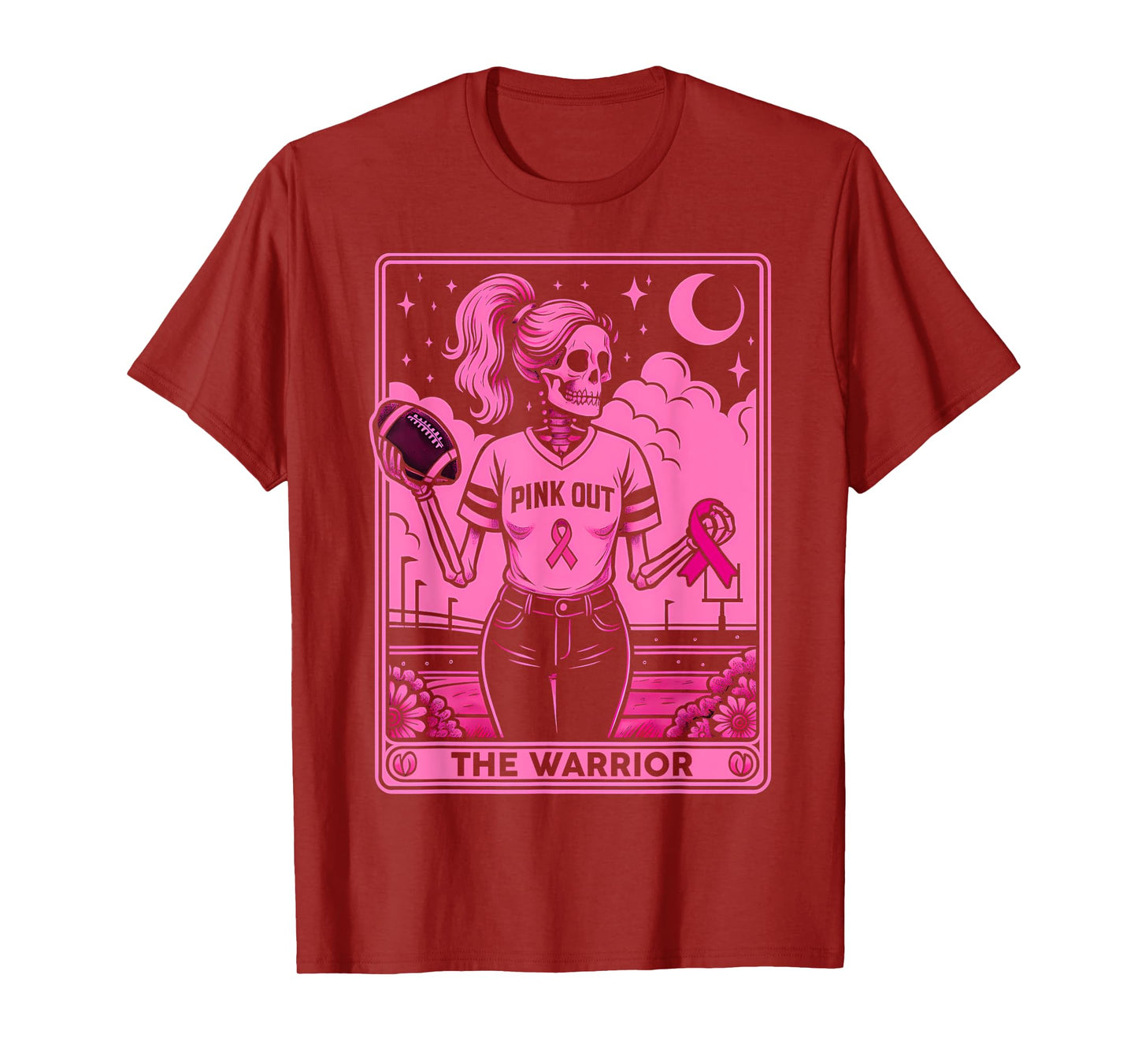 Pink Out Football Breast Cancer Warrior Tarot Card Women T-Shirt
