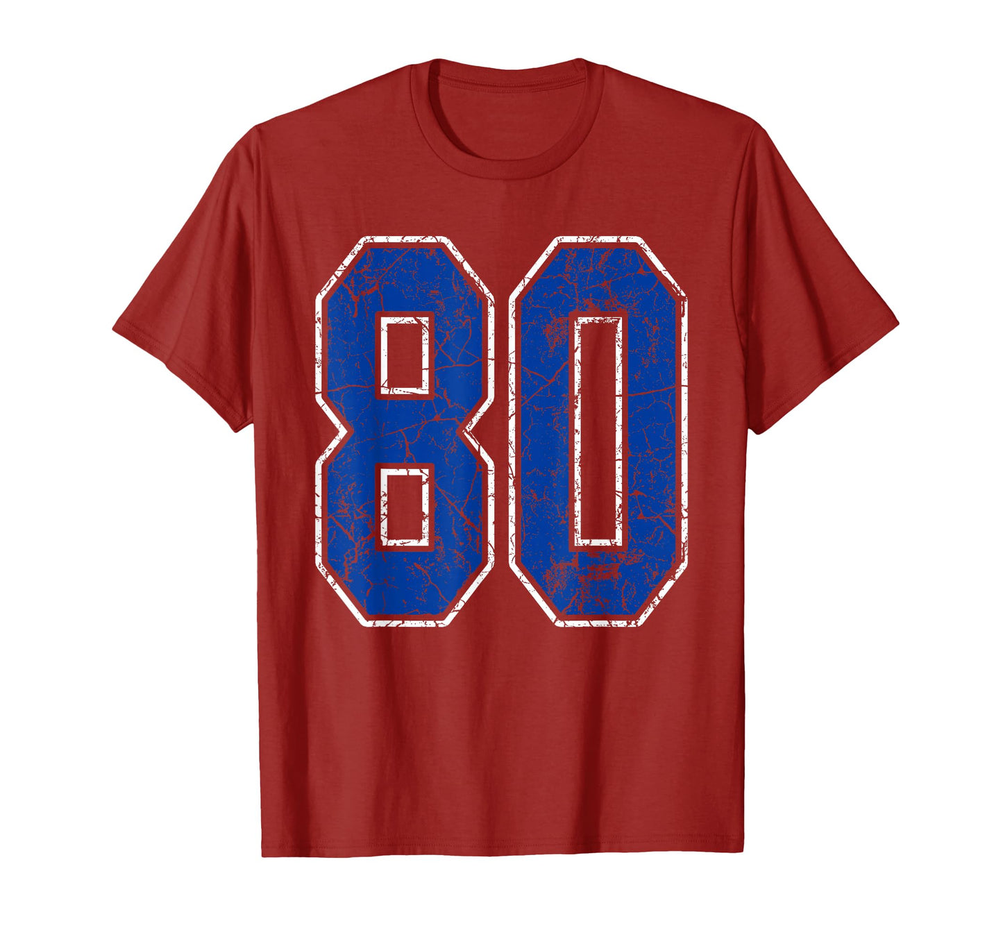 Royal Blue and White Number 80 Jersey Player Uniform #80 Fan T-Shirt