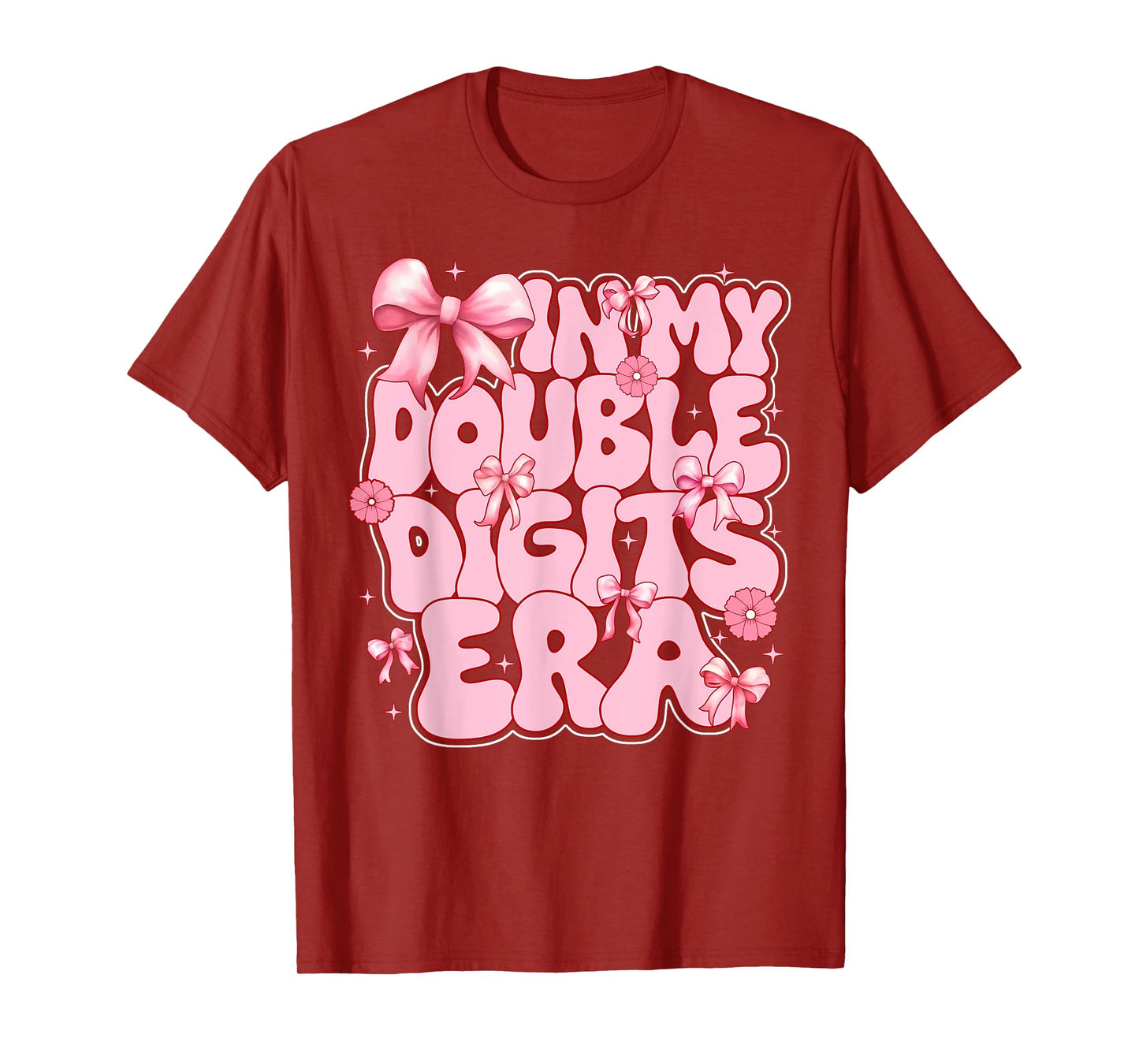 Kids In My Double Digits Era 10th Birthday Girl Coquette Bow T-Shirt