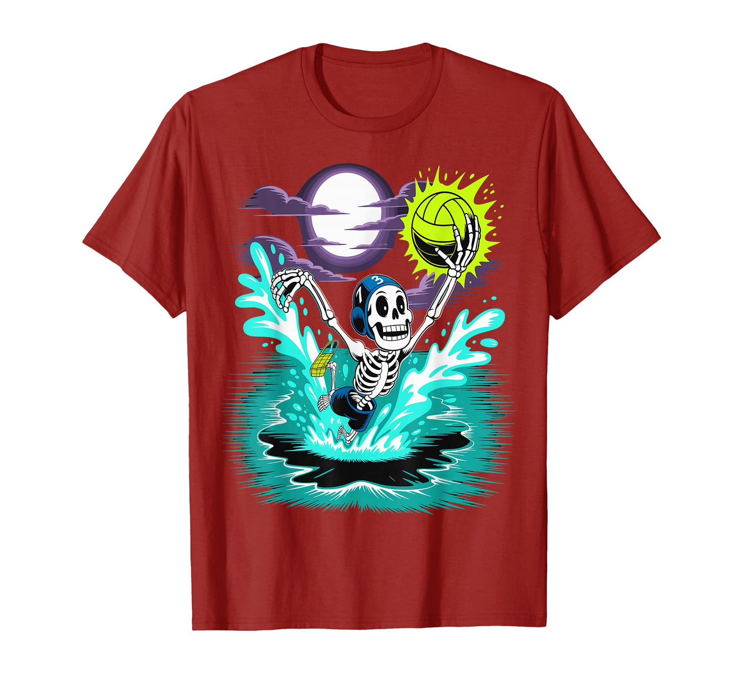 Funny Skeleton Water Polo Halloween Sports T-Shirt