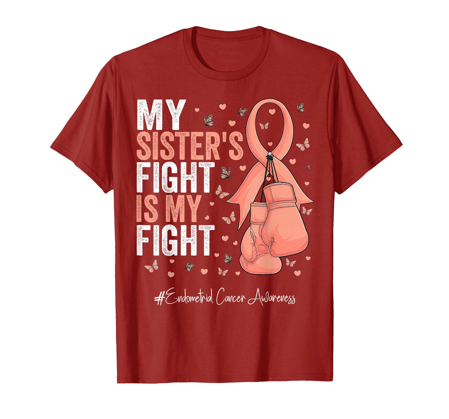 Peach Ribbon Sister Endometrial Cancer Awareness T-Shirt