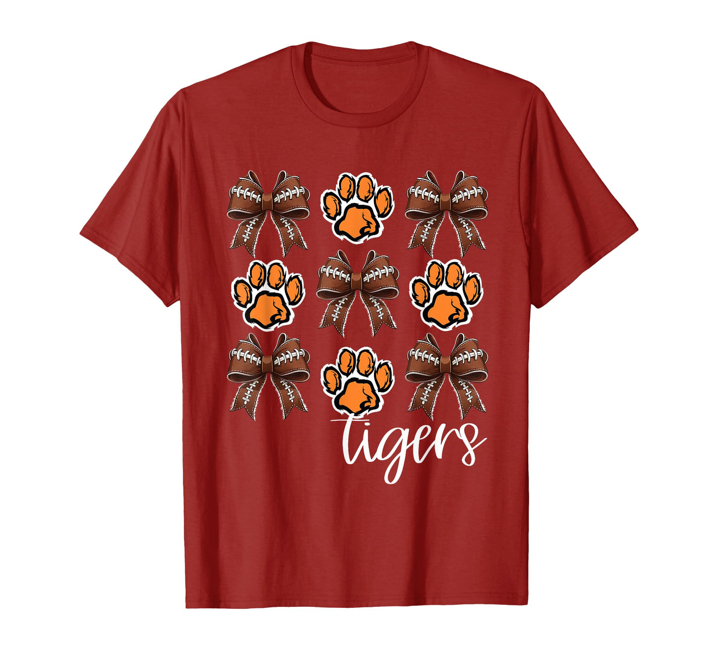 Tigers Football Mom Coquette Bows Game Day Orange Tigers T-Shirt