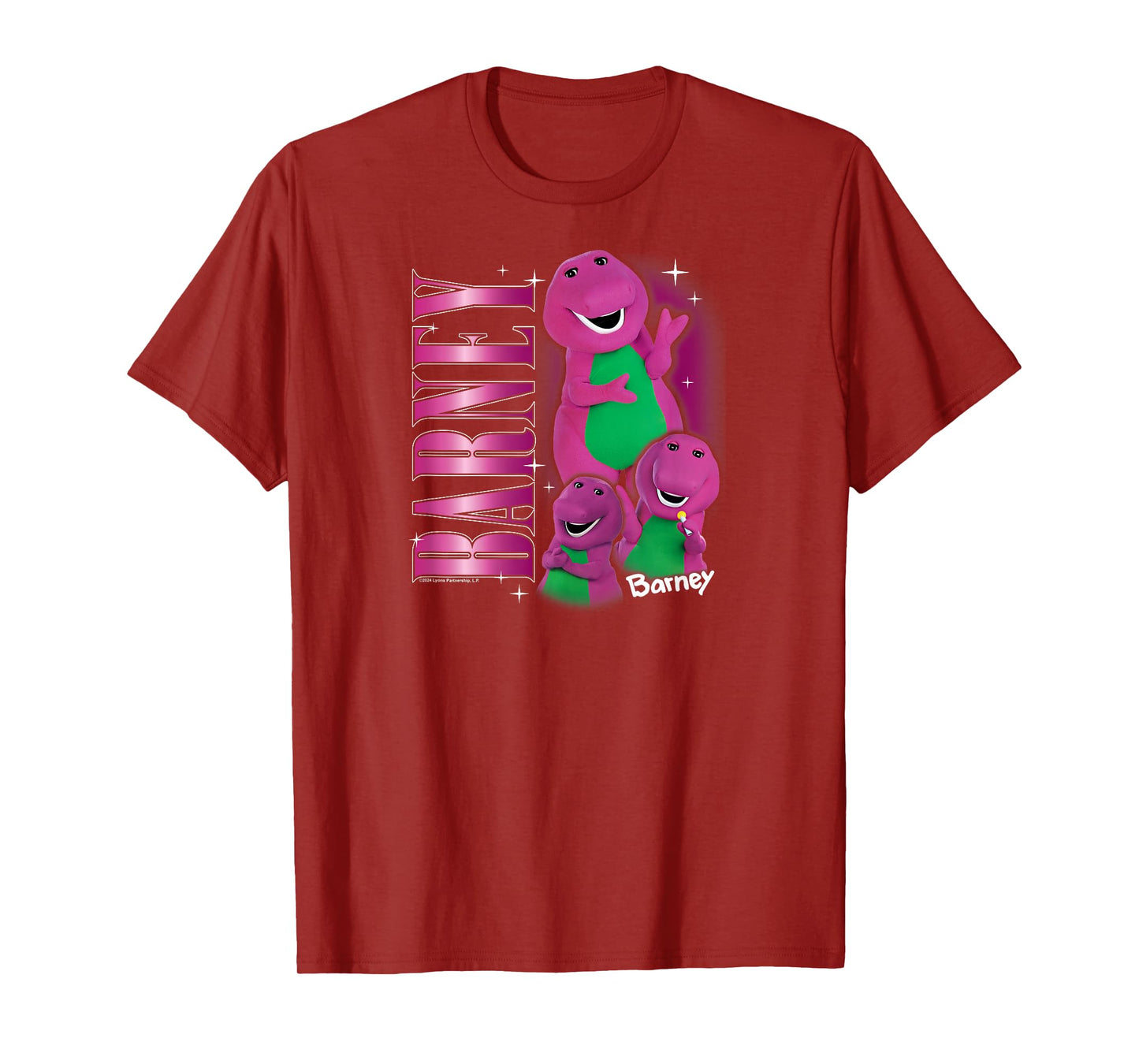 Barney - Vintage 90s Purple Dinosaur Character Collage T-Shirt