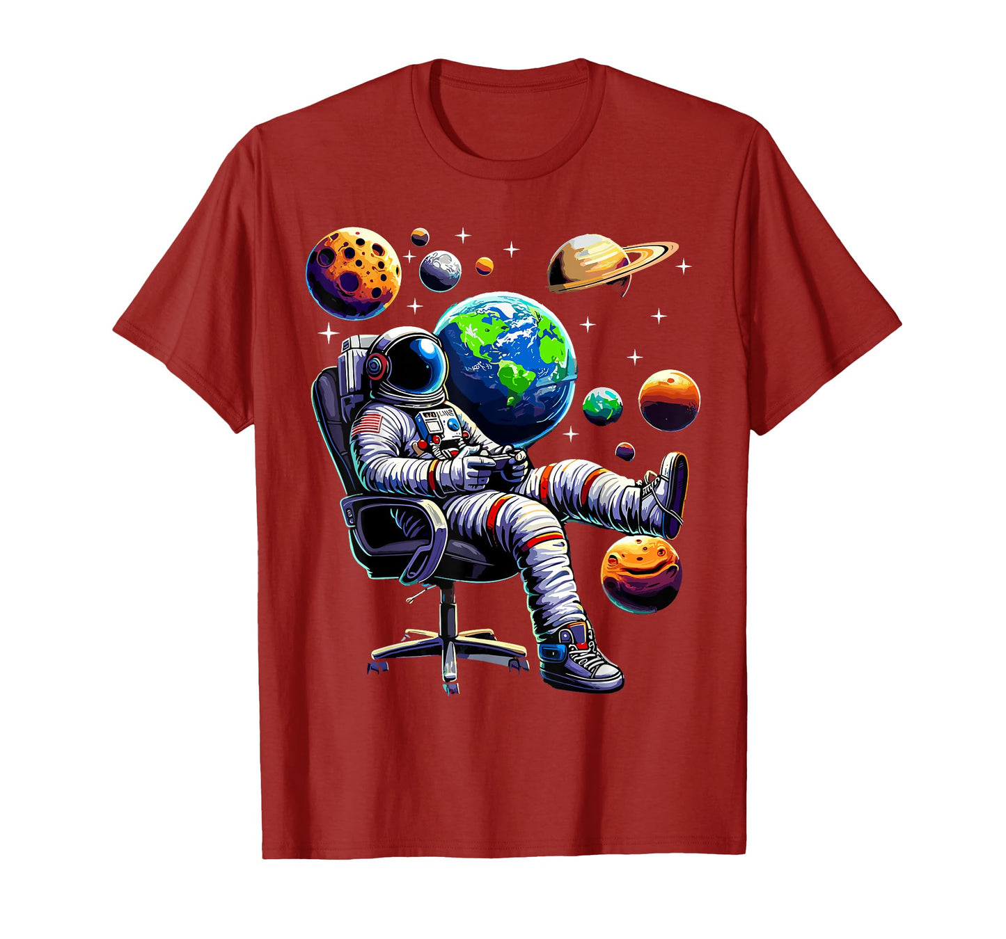 Astronaut Gamer Space Gaming System Planets T-Shirt