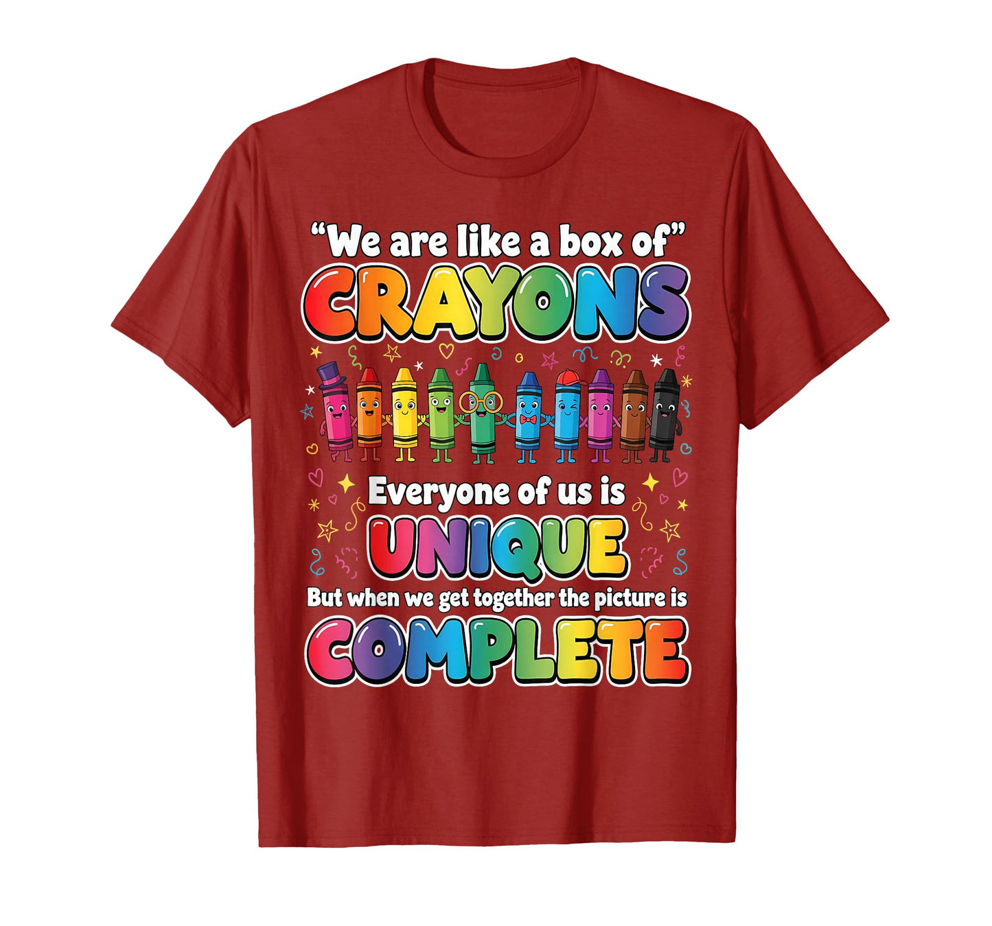 Teacher We are Like a Box of Crayons Funny Back to School T-Shirt