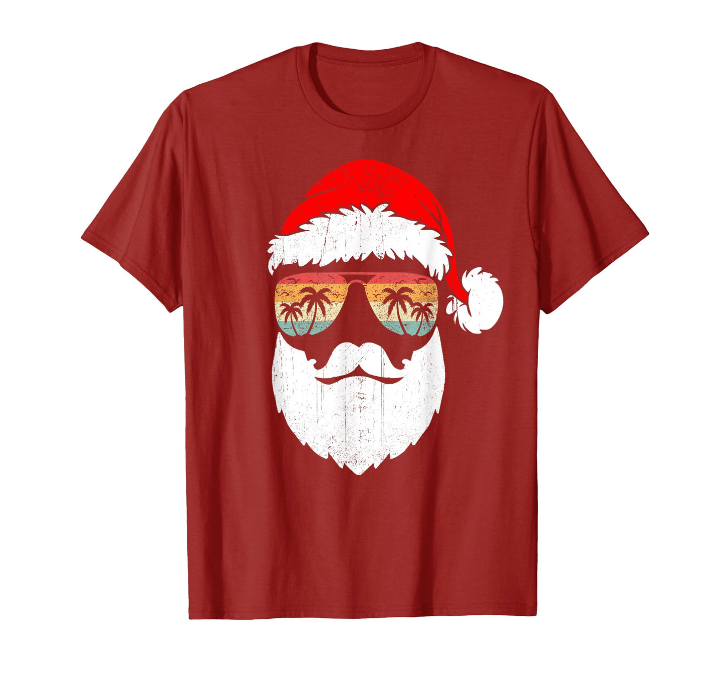 Santa Face Retro Sunglasses Hawaiian Christmas Xmas Tropical T-Shirt