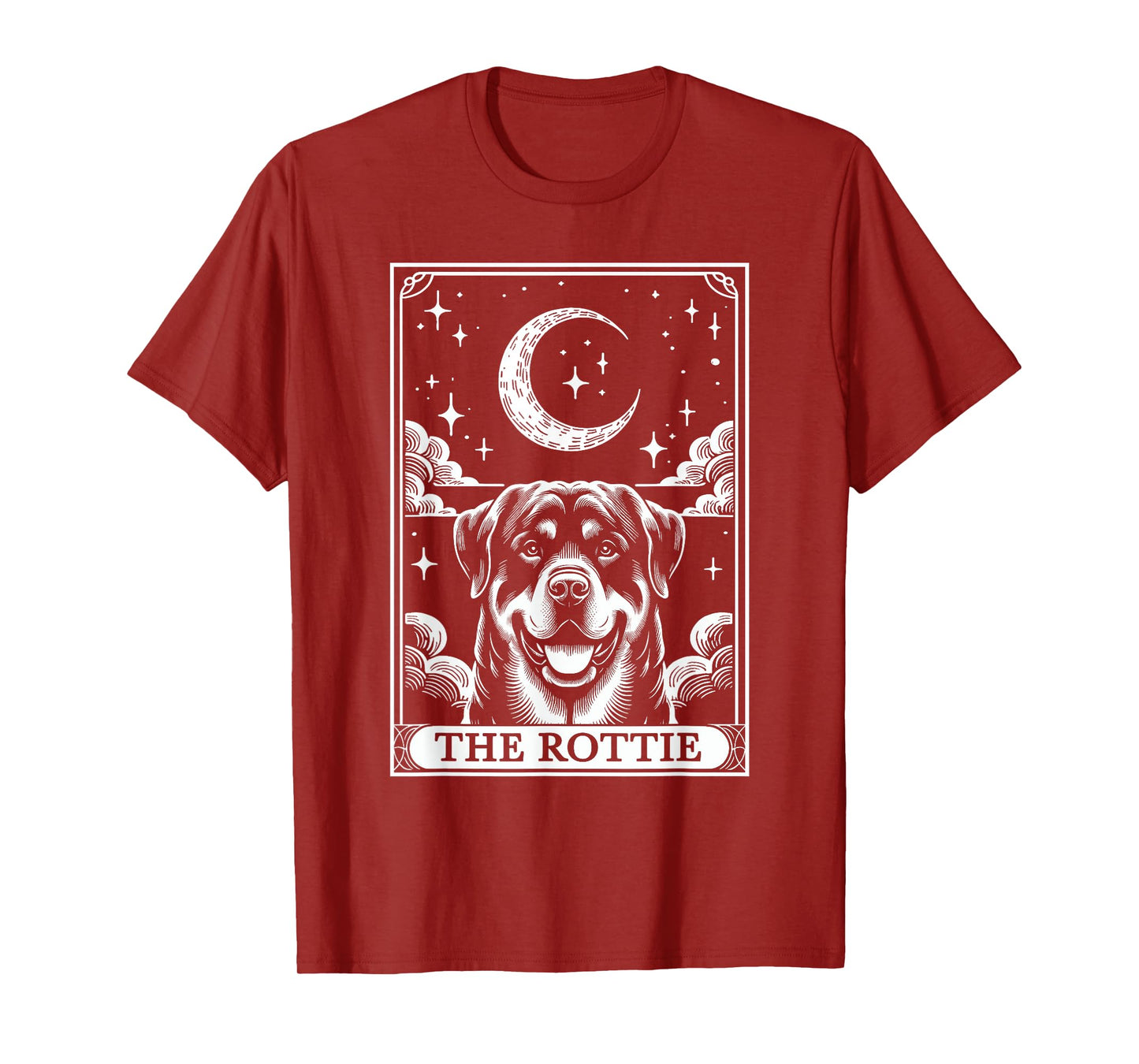 Tarot Card Vintage Crescent Moon Rottweiler Rottie Dog Mom T-Shirt for Men Women Kids