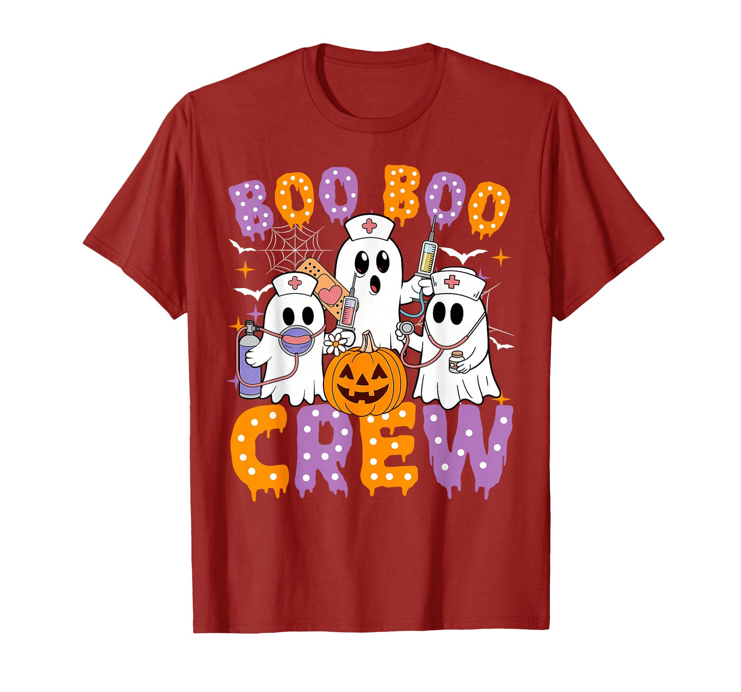 Boo Boo Crew Nurse Ghost Scrub Halloween Custom Women Men T-Shirt