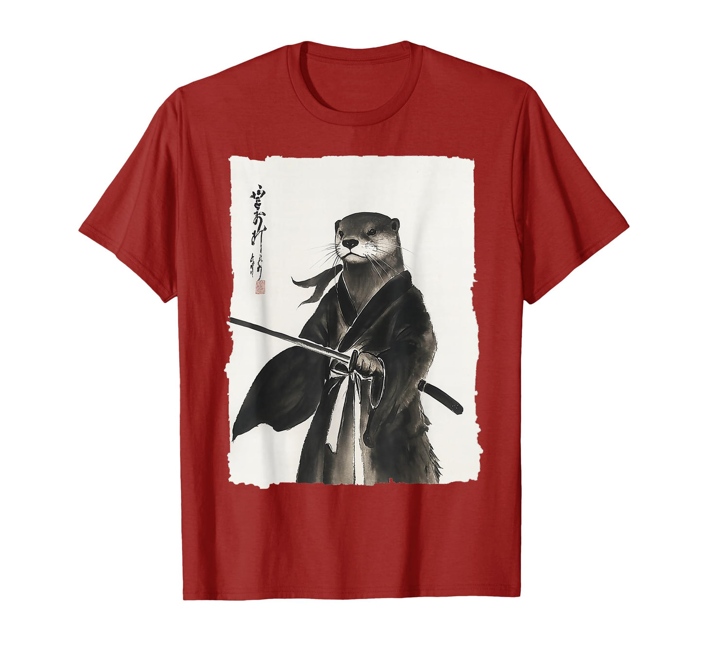 Otter Samurai Janpanese Vintage Warrior Art Anime Graphic T-Shirt