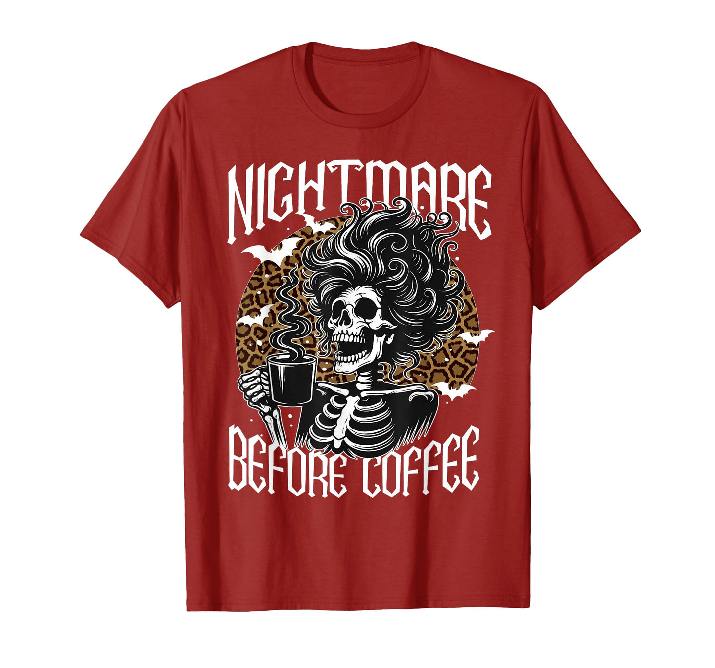 Nightmare Before Coffee Skeleton Messy Bun Halloween Costume T-Shirt