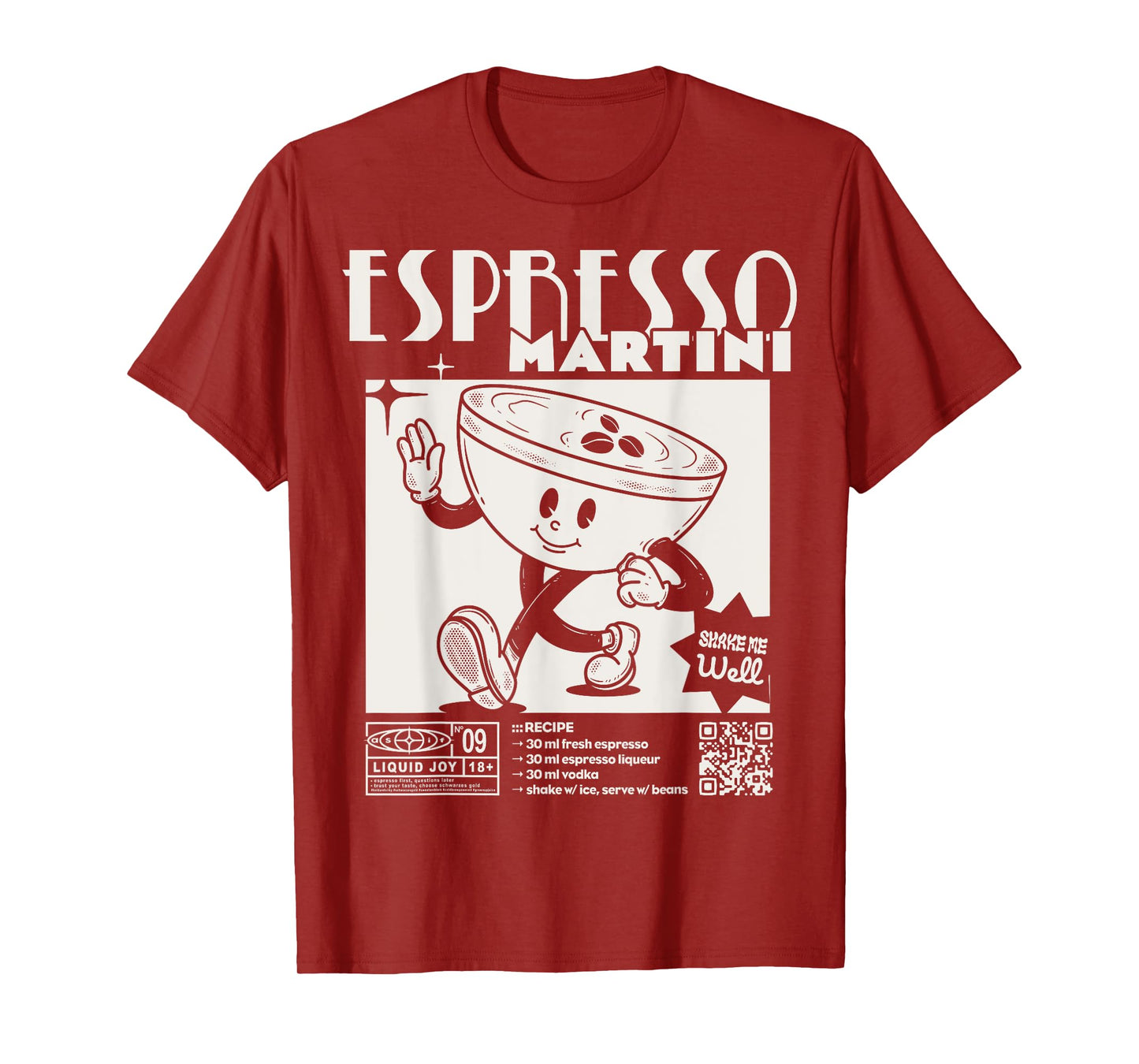 Espresso Martini Recipe | Liquid Joy 09 | Cocktail Cartoon T-Shirt