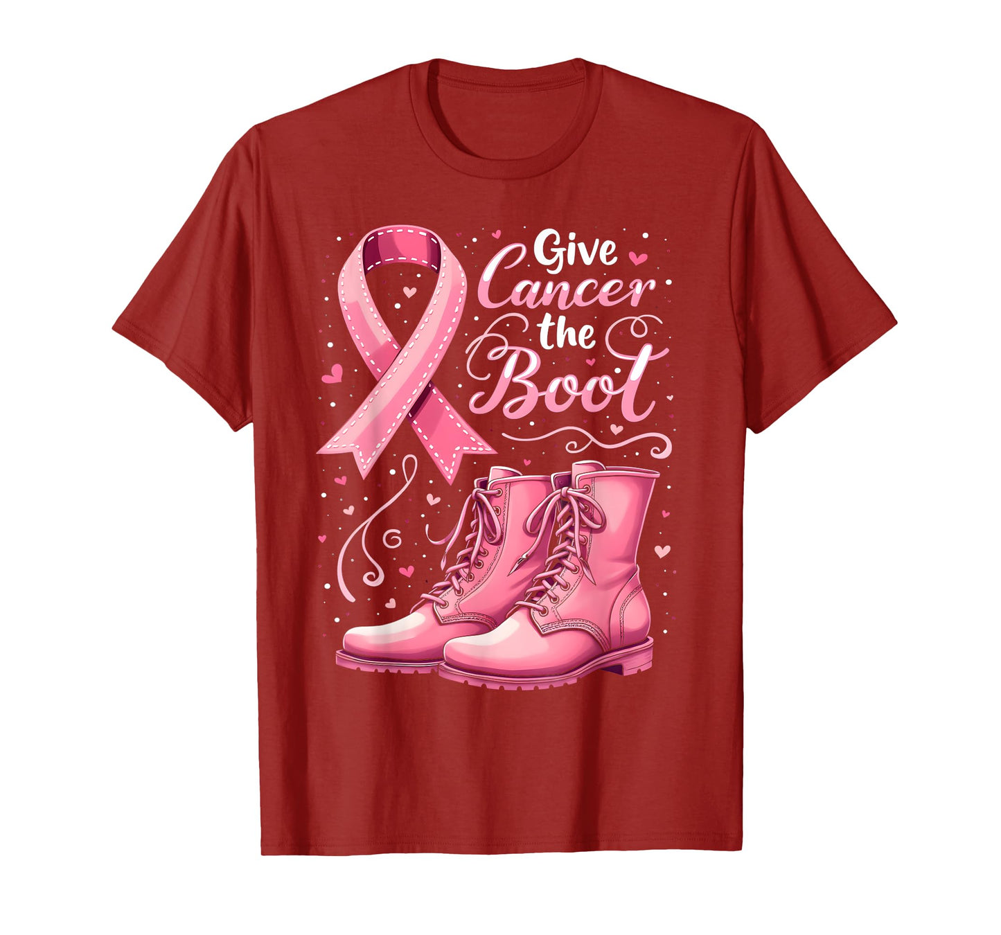 Give Cancer The Boot Breast Cancer Awareness Men Women Kids T-Shirt