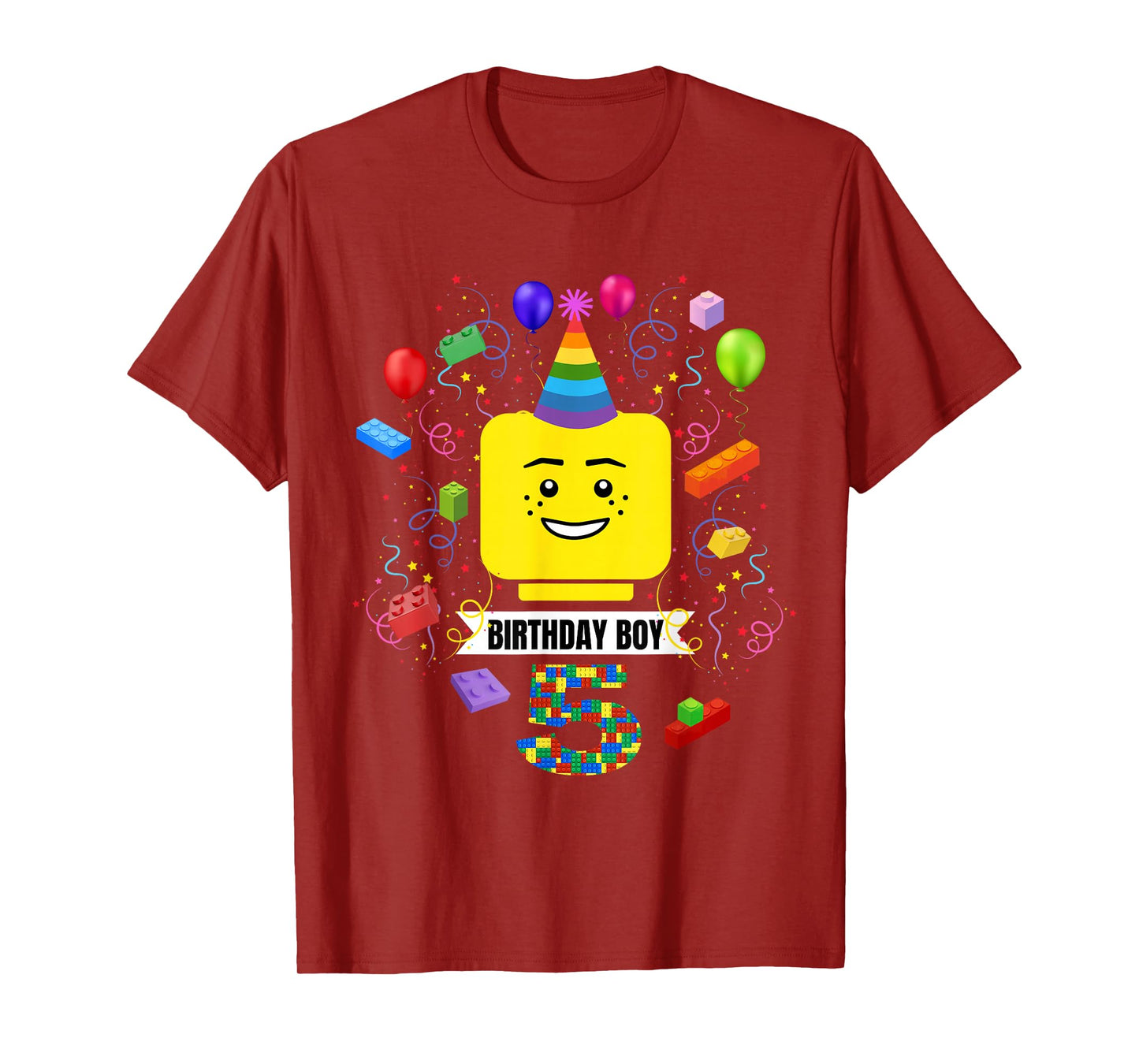 Building Bricks Birthday Boy 5 5th Master Builder Blocks T-Shirt