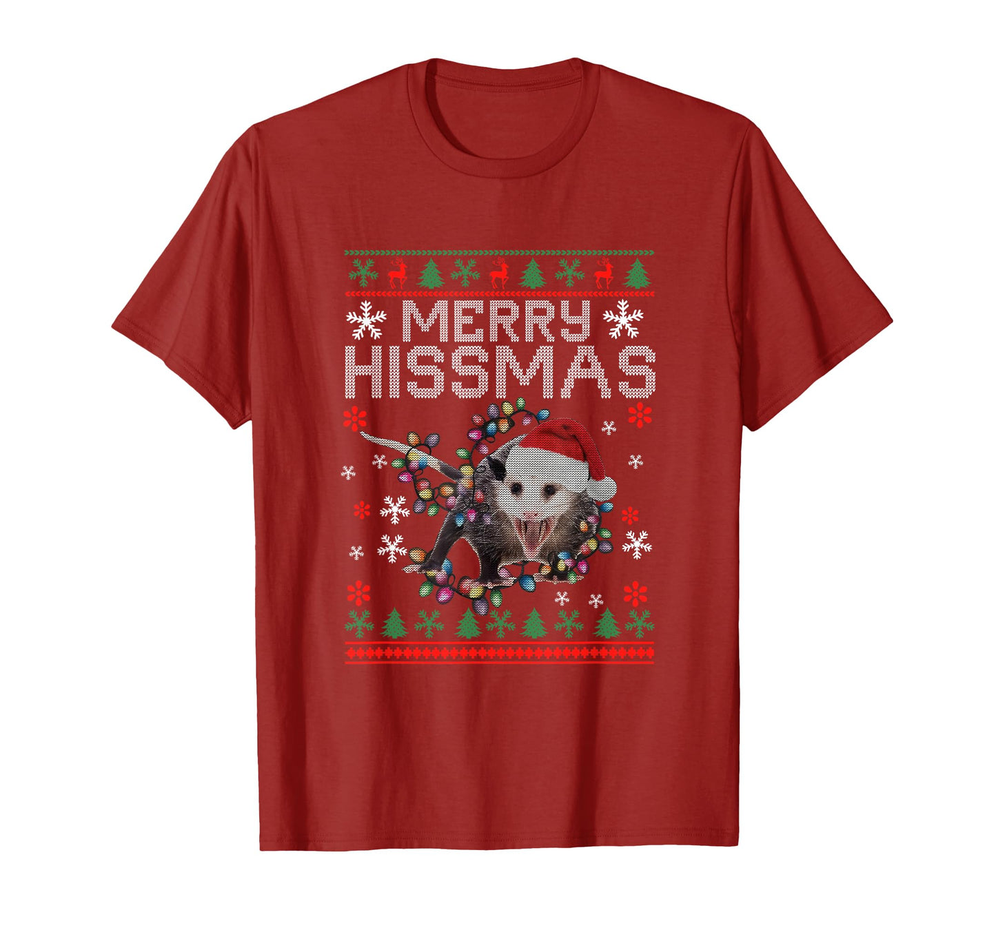 Funny Xmas Merry Hissmas Possum Lovers Opossum Christmas T-Shirt