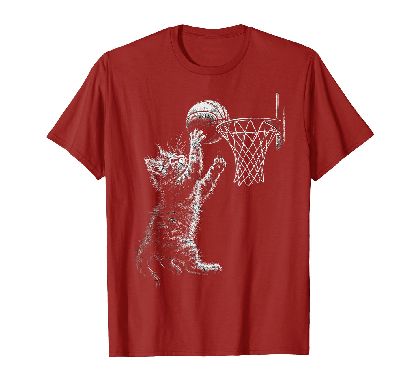 Cute Cat Playing Basketball Men Women Kids funny cat kitten T-Shirt