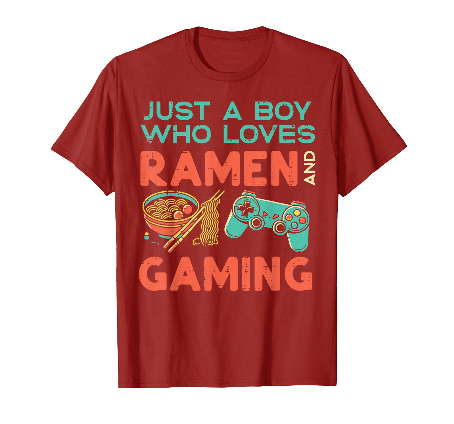 Just Boy Who Loves Ramen Gaming Gamer Boys Kids Youth Men T-Shirt
