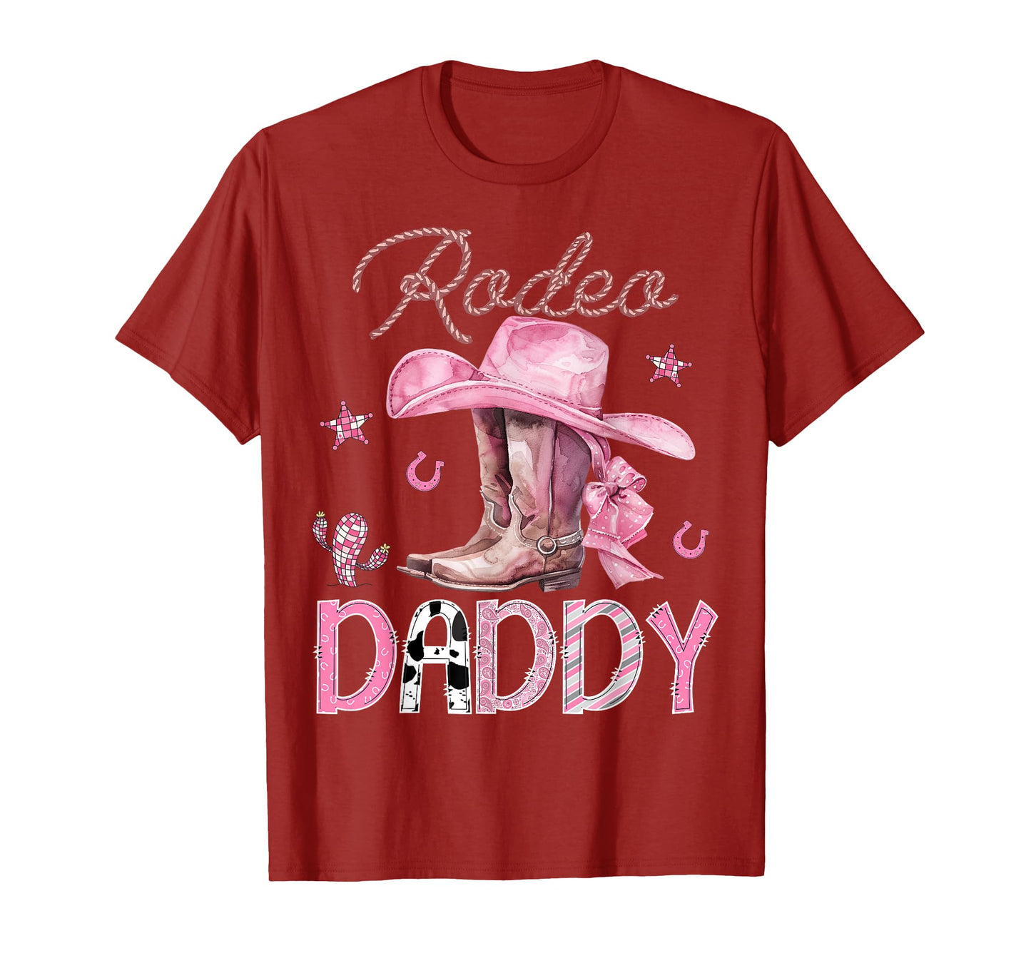 Rodeo Daddy Pink Boots Coquette CowGirl Birthday Party T-Shirt