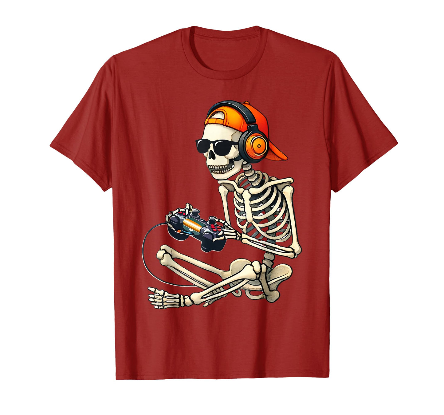 Halloween Skeleton Retro Gamer Video Gaming Boys Men Kids T-Shirt