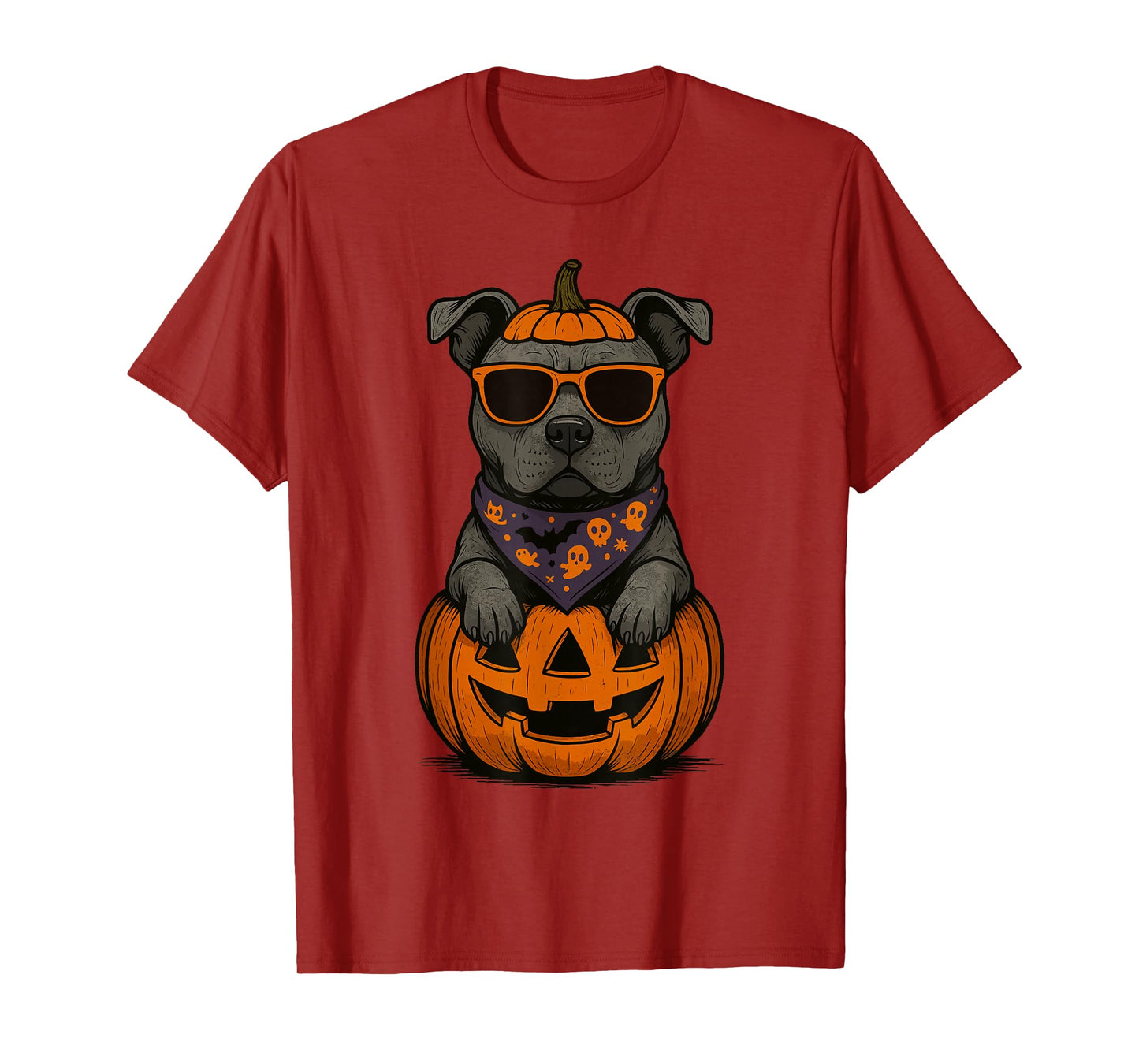 Spooky Pit Bull Pumpkin Halloween Dog Lover T-Shirt