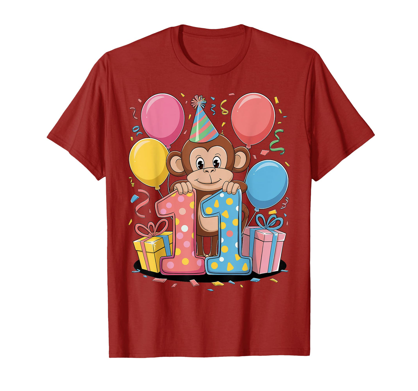 Monkey 11th birthday boy girl 11 years old eleventh Monkey T-Shirt