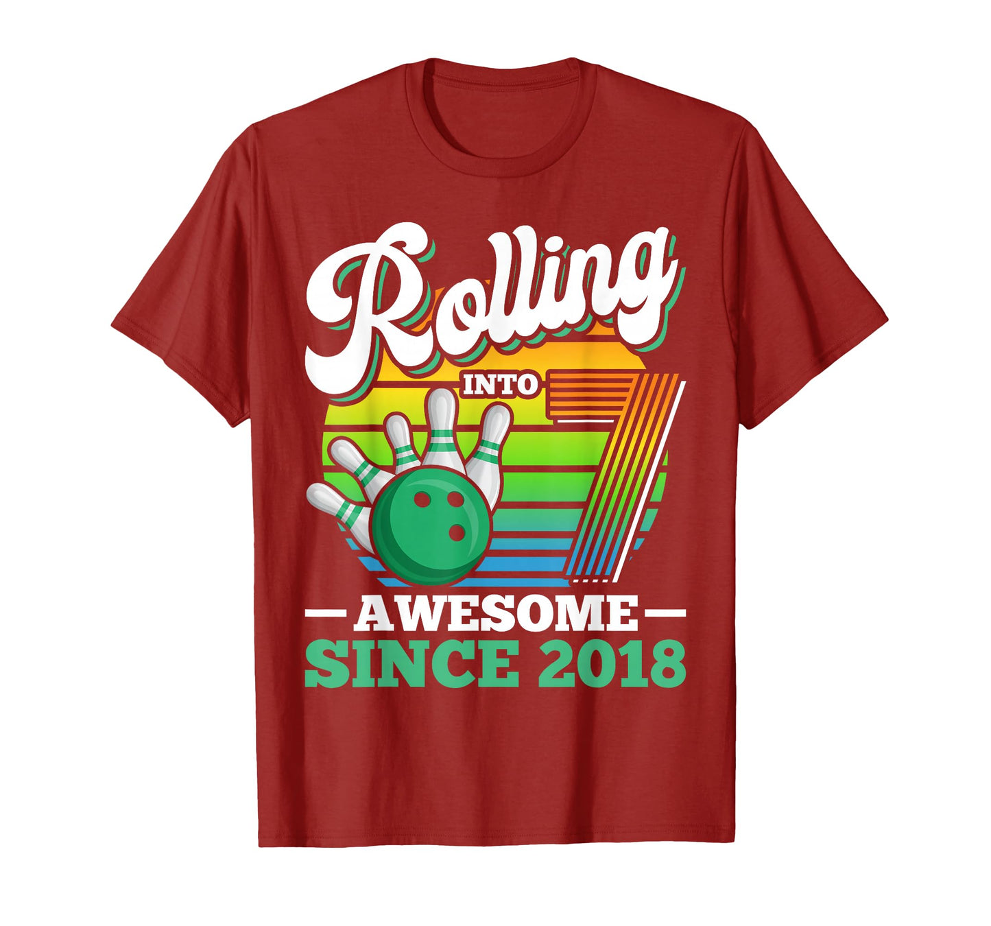Bowling Birthday Party Rolling Into 7 Years Boy 7th Birthday T-Shirt