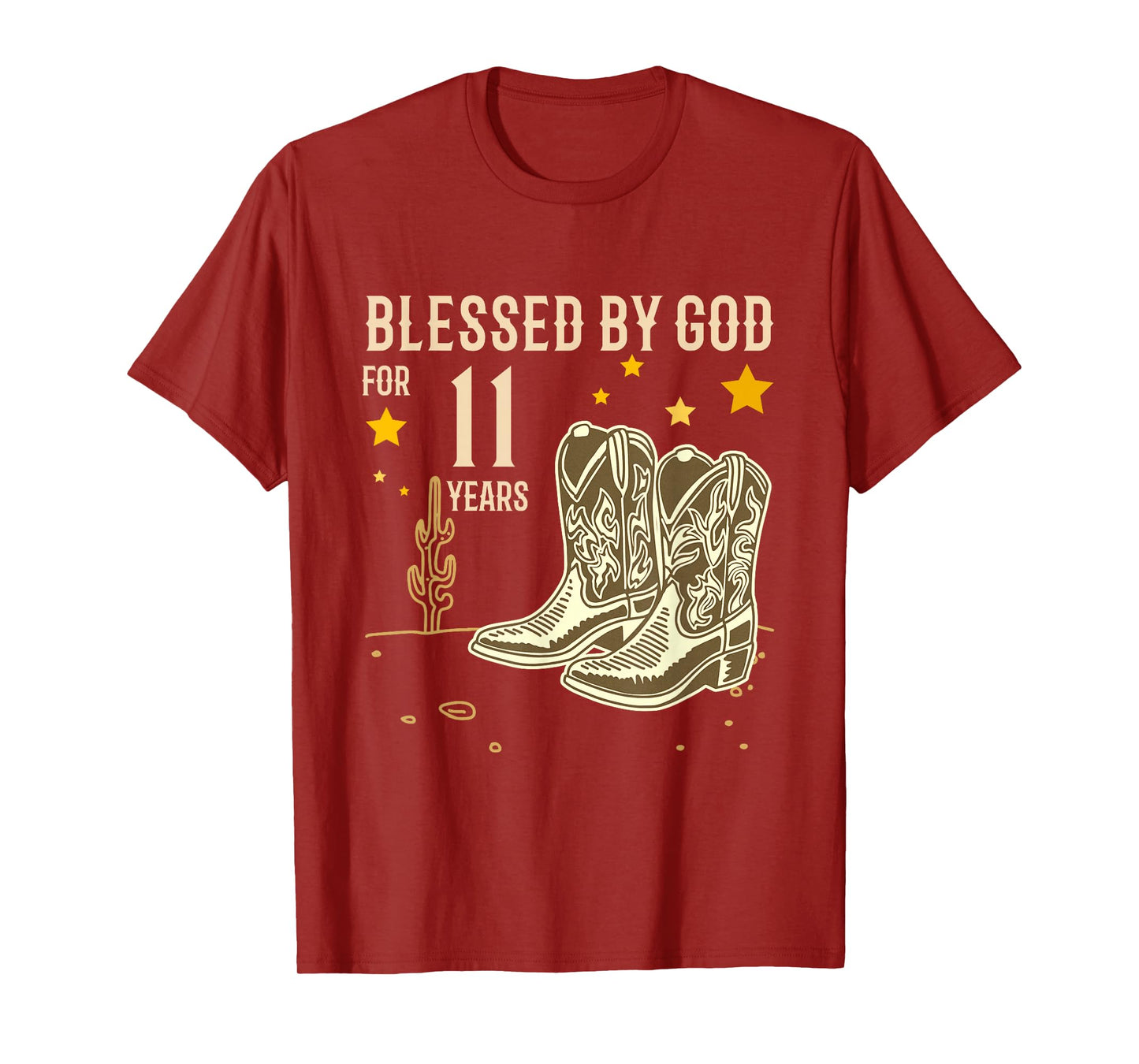Vintage Blessed by God for 11 Years Cowboy 11th Birthday Boy T-Shirt