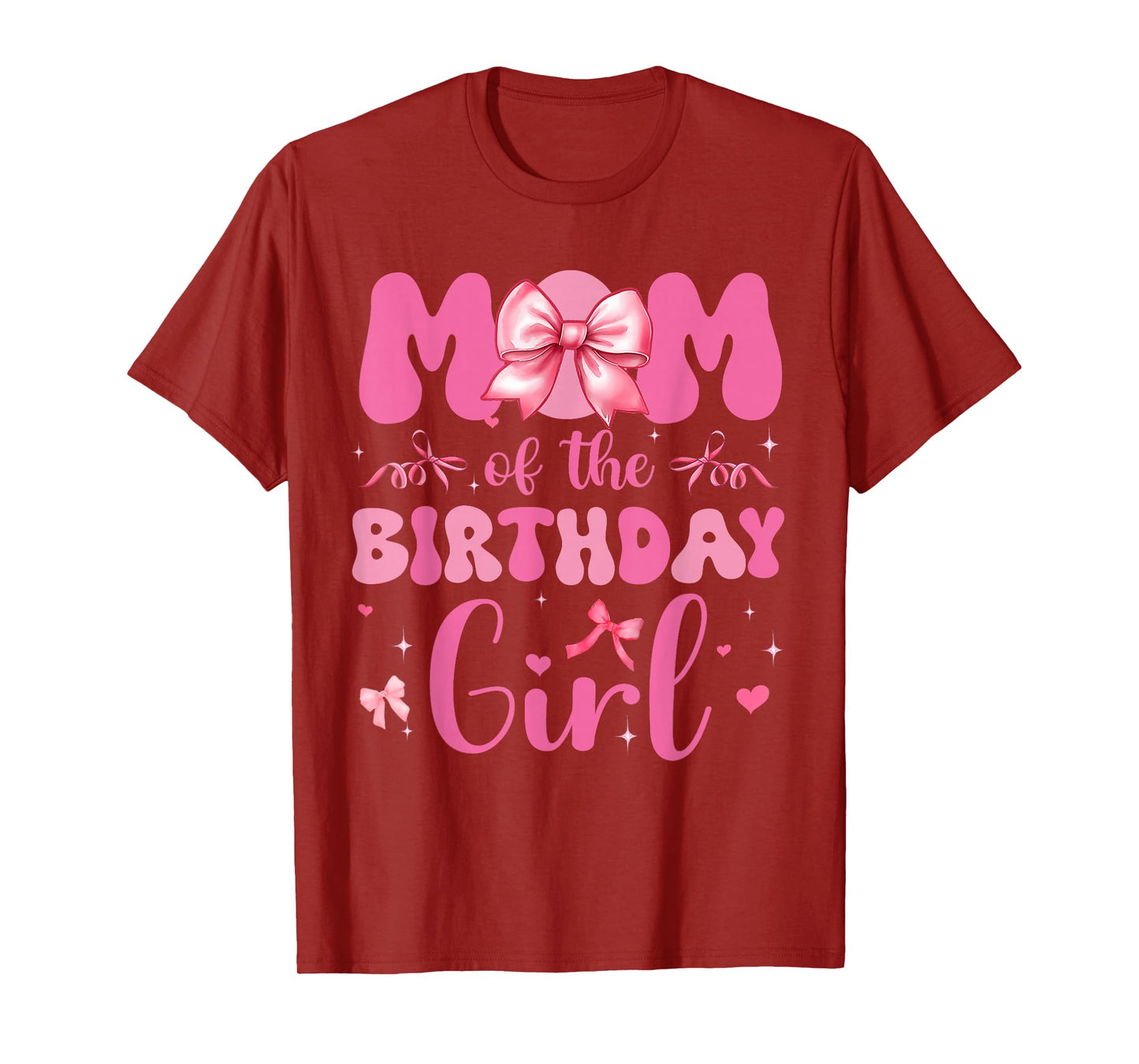 Mom Of The Birthday Girl Pink Coquette Bow Family Matching T-Shirt