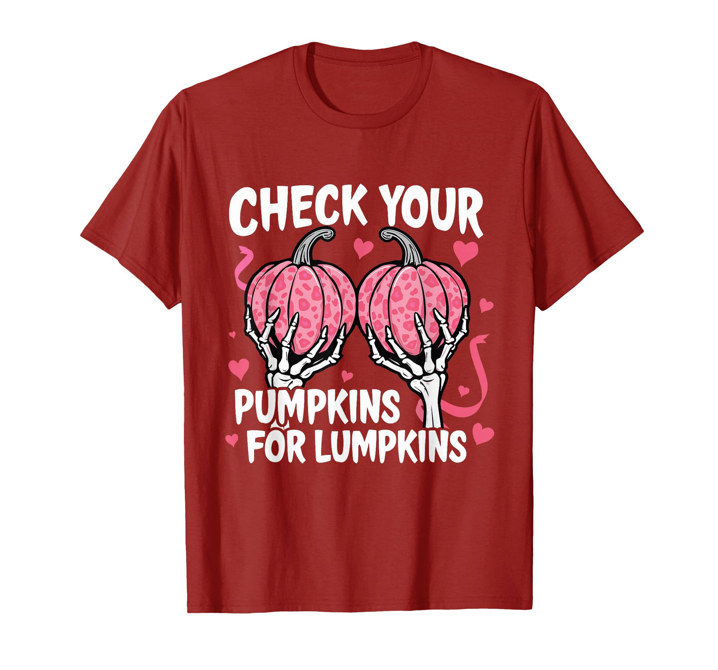 Check Your Pumpkins Breast Cancer Awareness Halloween Women T-Shirt