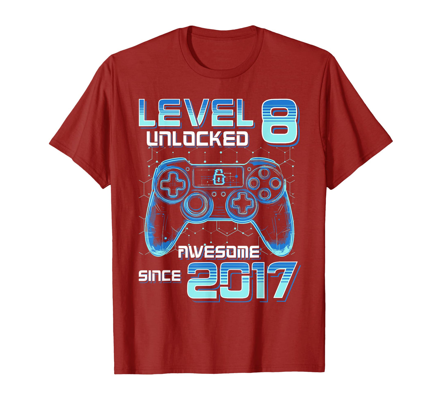 Level 8 Unlocked Video Game Party 8th Birthday Gamer Boys T-Shirt