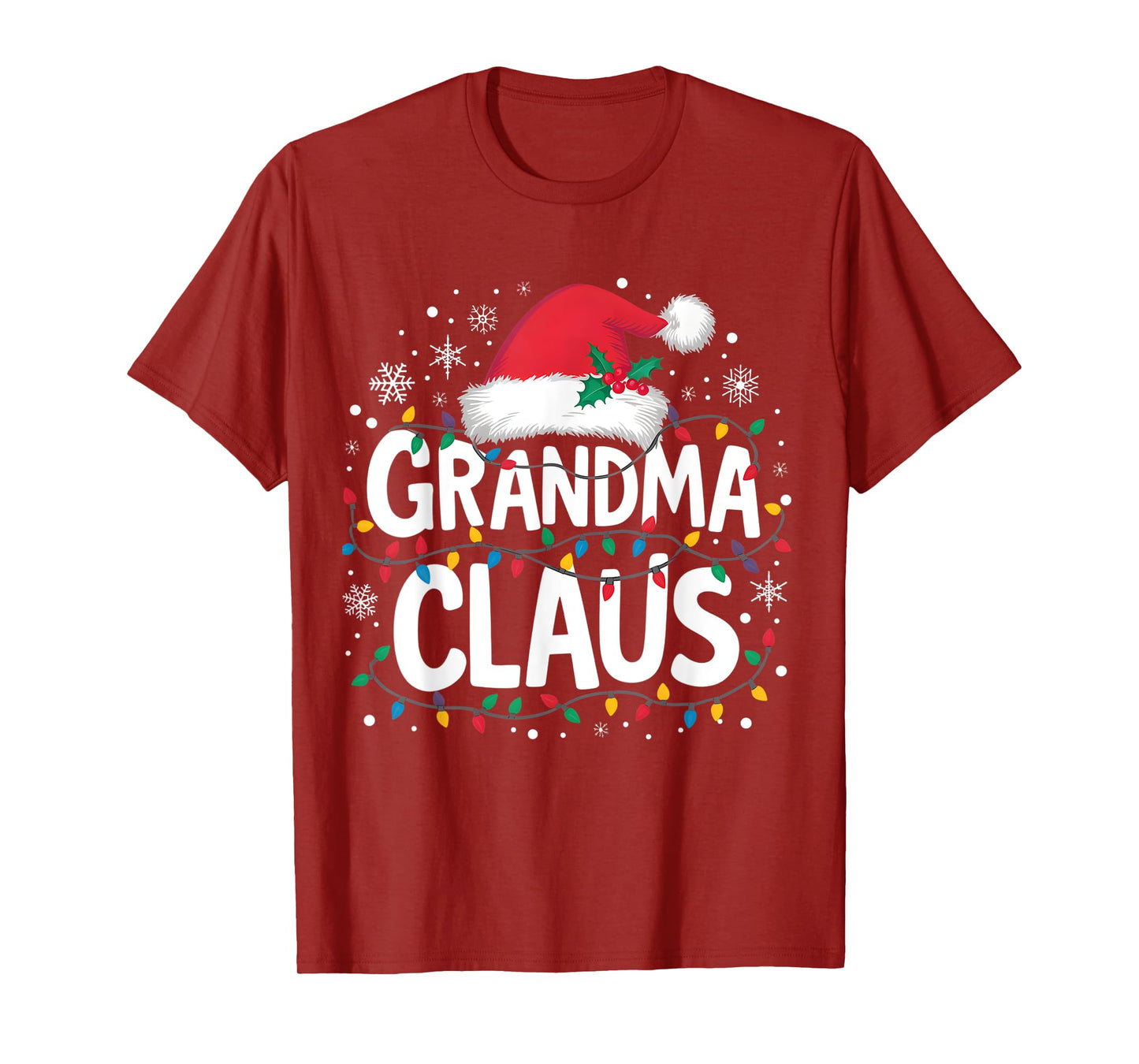Grandma Claus Christmas Lights Santa Family Matching Women T-Shirt