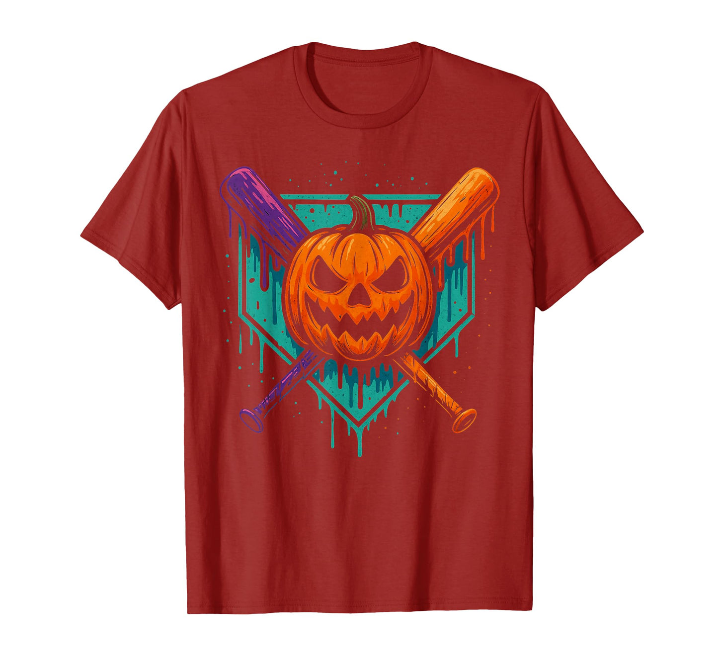 Pumpkin Halloween Baseball Ice Cream Drip Spooky Boys Youth T-Shirt
