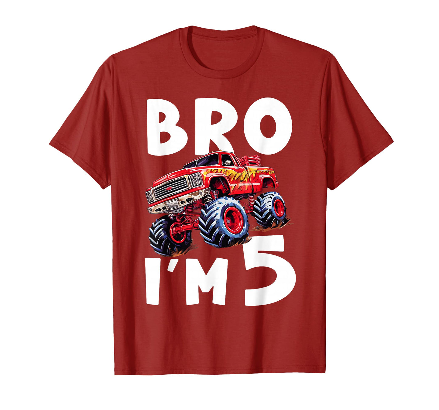 5th Birthday Boy Bro I’m 5 Year Old Monster Trucks Five Bday T-Shirt