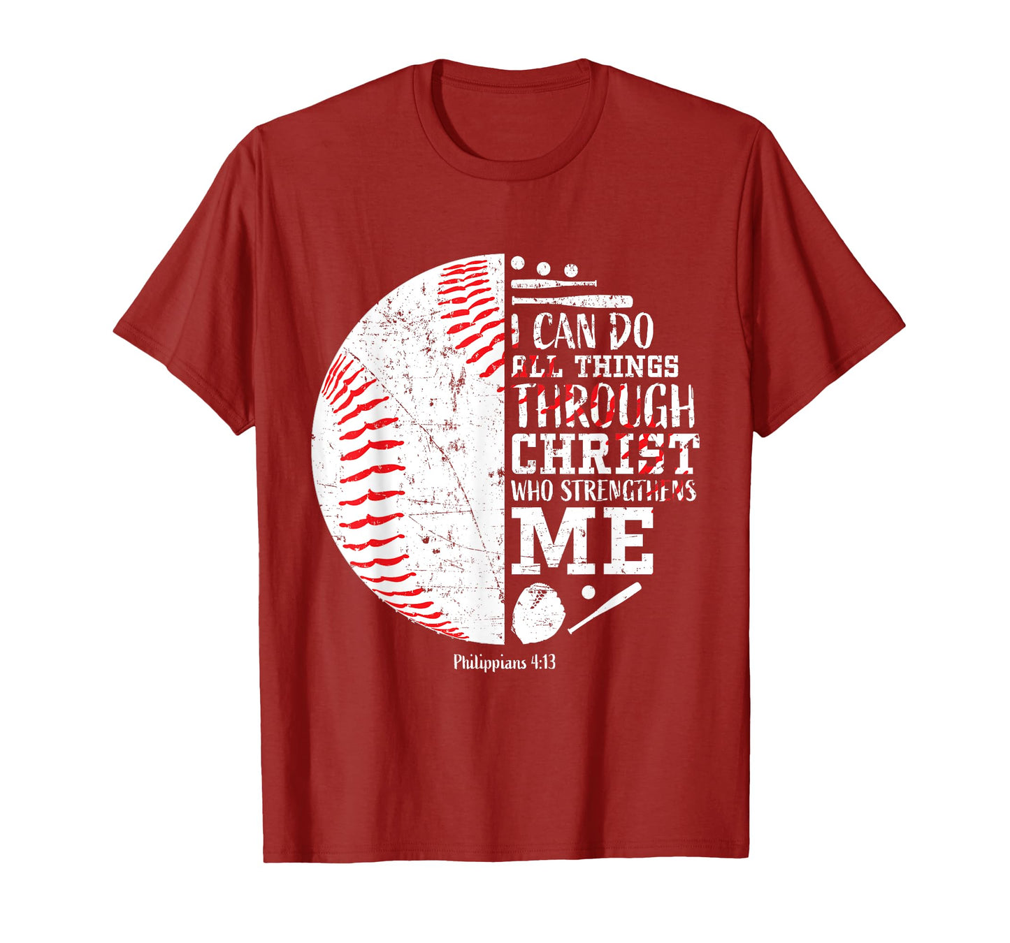 Christian Baseball Philippians 4:13 I Can Do All Things T-Shirt