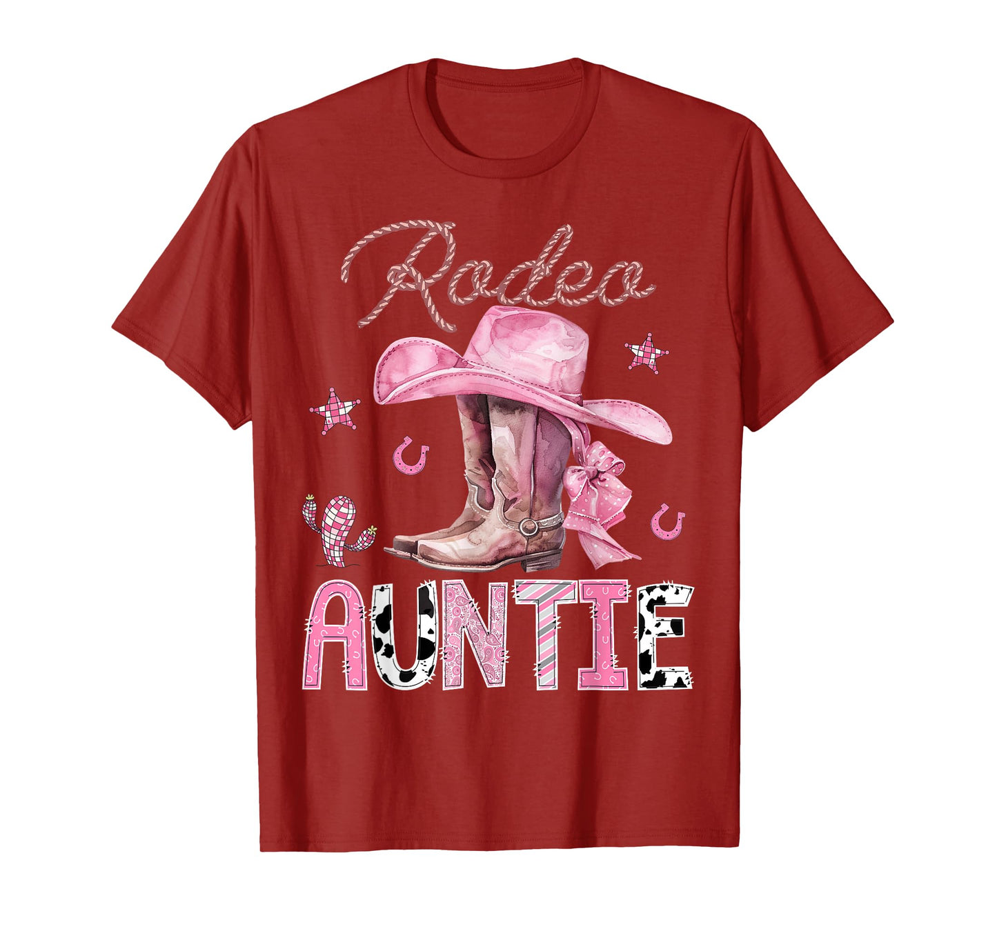 Rodeo Auntie Pink Boots Coquette CowGirl Birthday Party T-Shirt