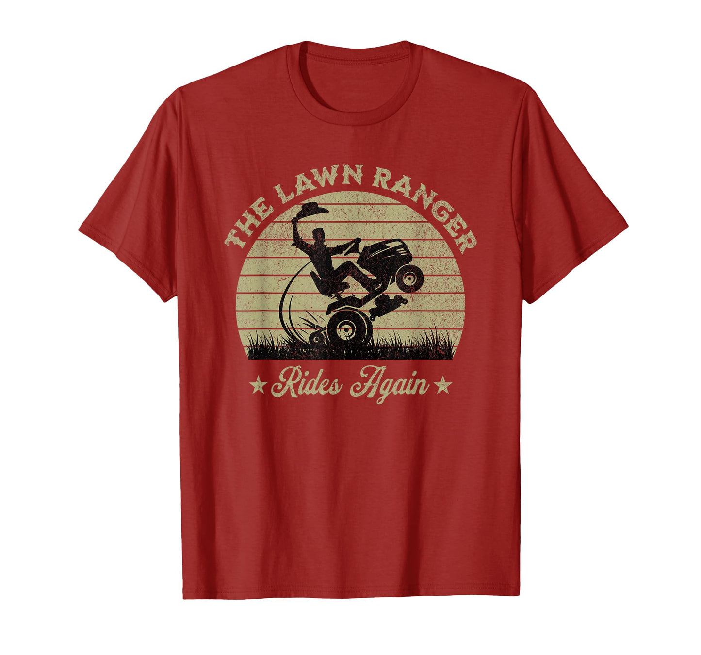 Funny The Lawn Ranger Rides Again Fathers Day Retro Mowing T-Shirt