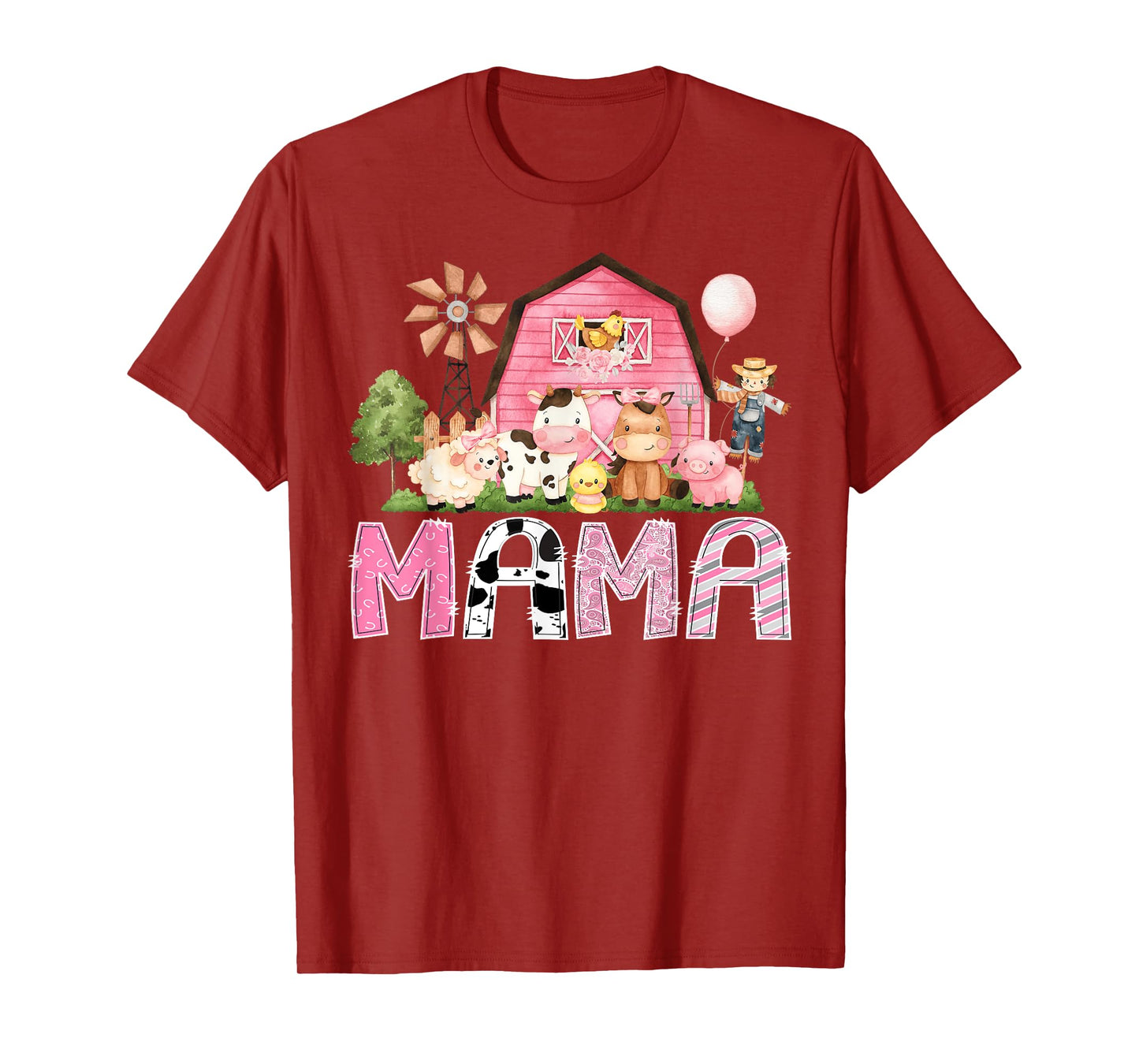Mama Pink Farm Cow Birthday Girl Matching Family T-Shirt