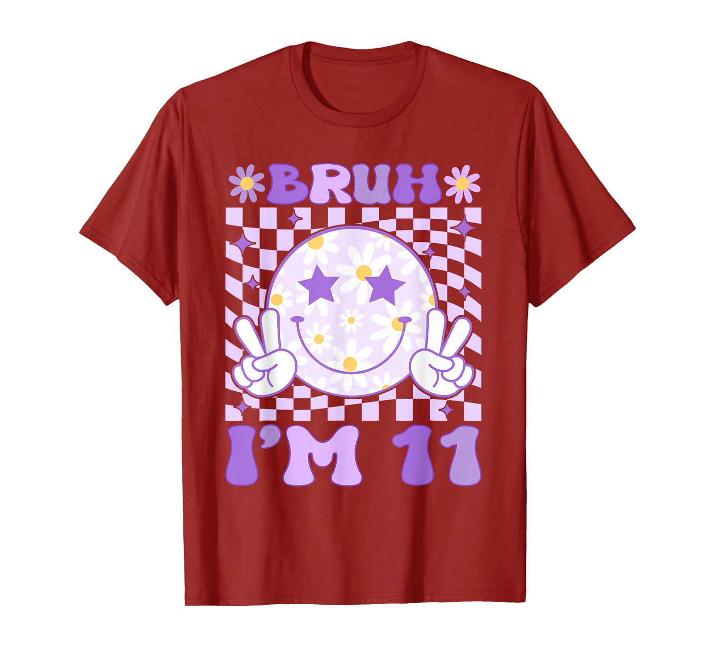 Bruh I'm 11 Years Old Purple Birthday Girls 11th Birthday T-Shirt