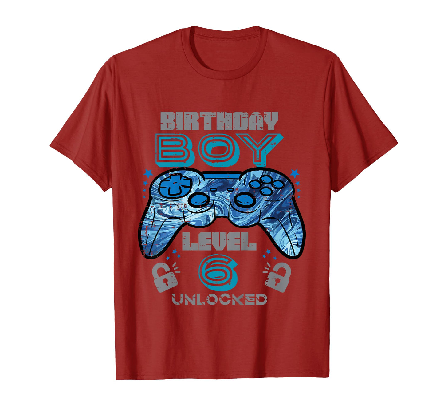 Kids 6th Birthday Gamer Level 6 Unlocked Video Gaming Bday Boys T-Shirt