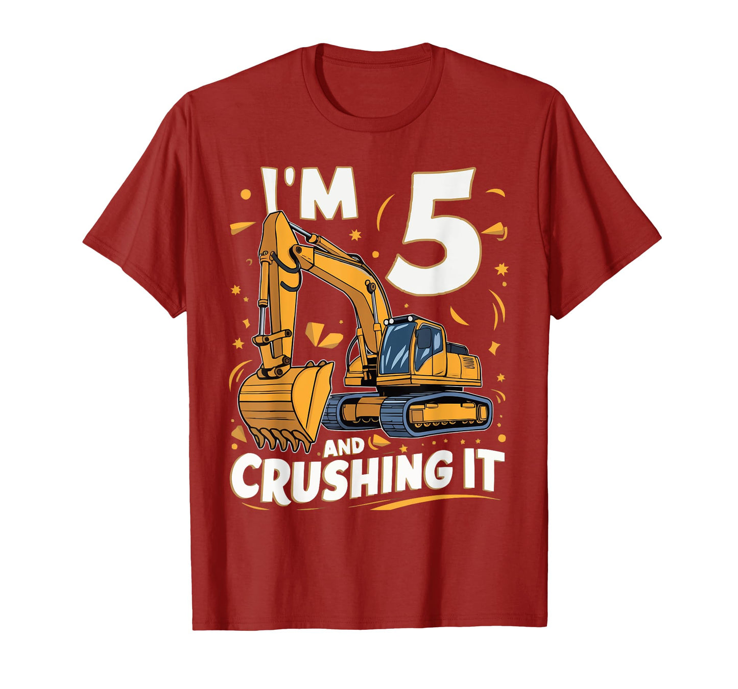 Construction Truck 5th Birthday 5 Years Old Digger Builder T-Shirt