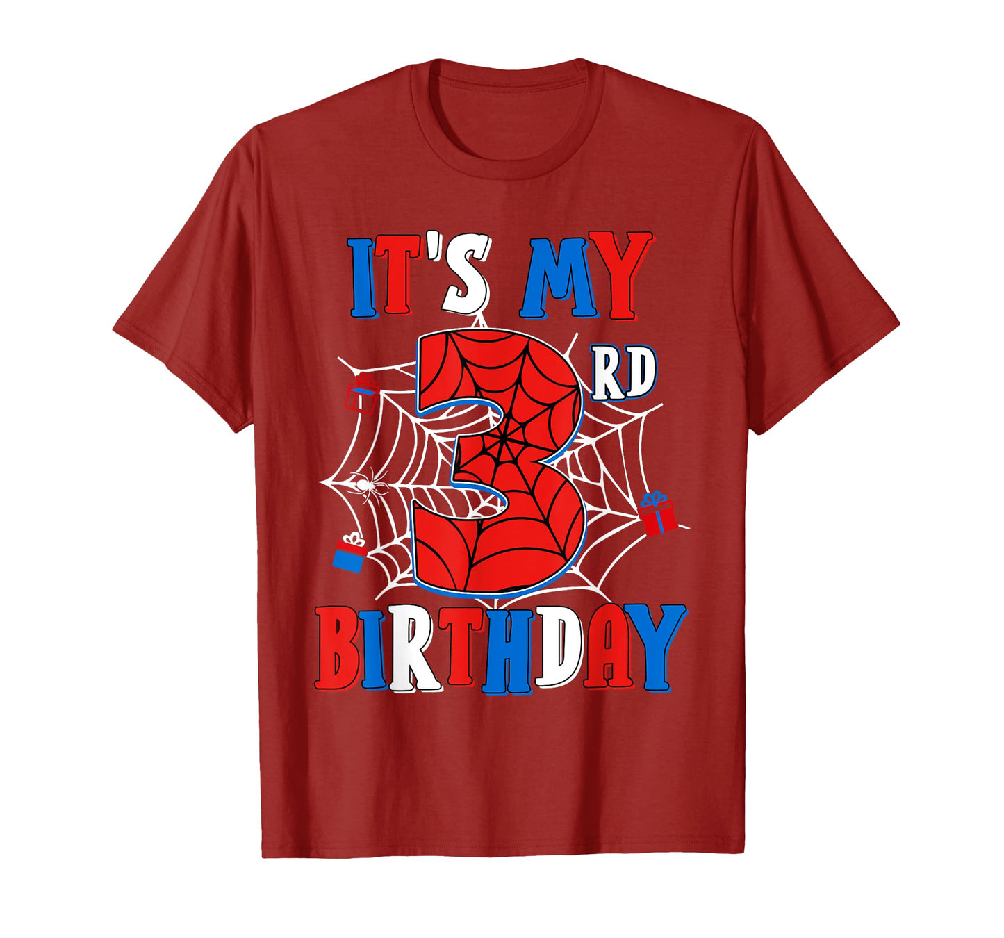 Birthday Boy Kid It's My 3rd Birthday Spider Web 3 Year Old T-Shirt