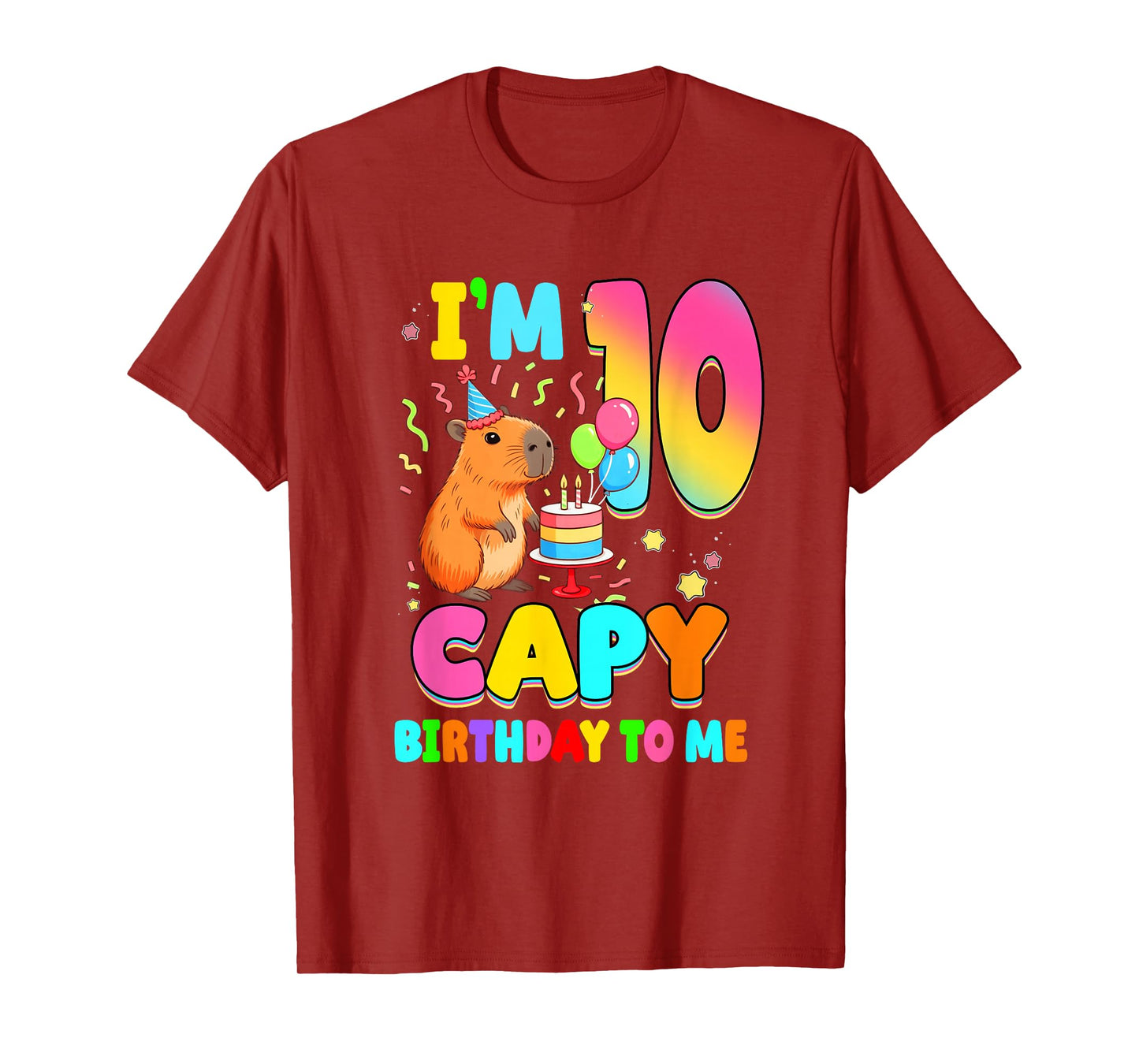 I'm 10 Years Old Capy Birthday to Me 10Th Birthday Capybara T-Shirt