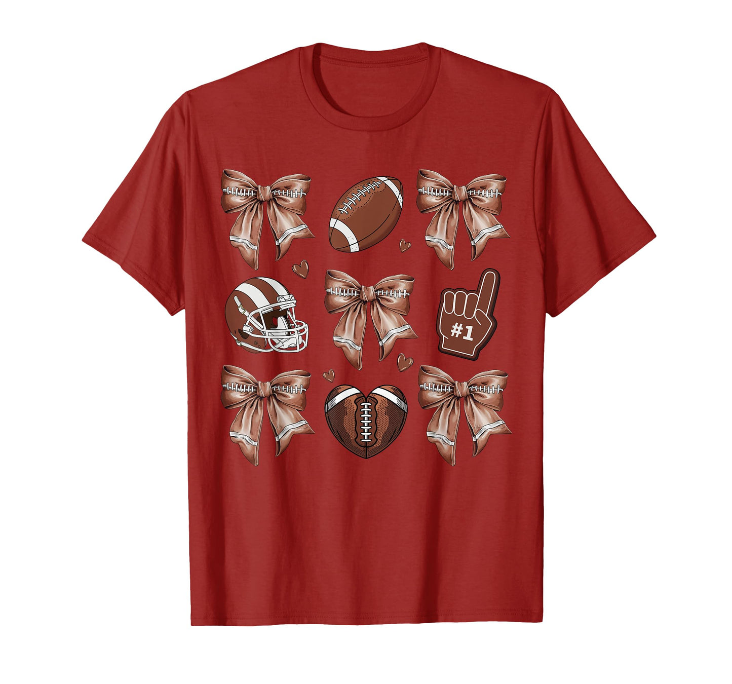Football Coquette Bow Football Mom Game Day Women Girls Kids T-Shirt