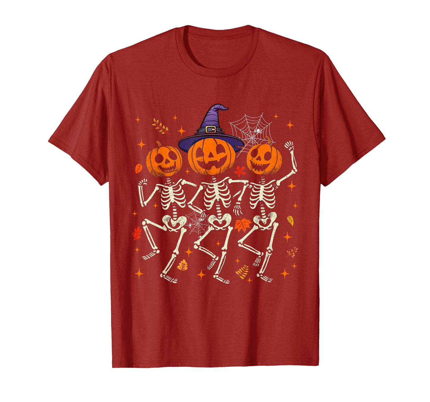 Pumpkin Skeleton Halloween Spooky Season Fall Tee for Women T-Shirt