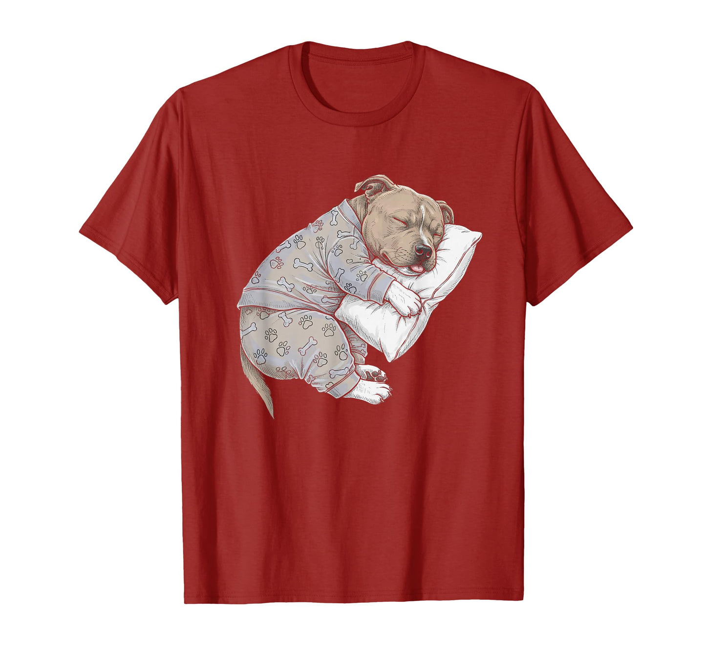 Funny Sleepy Staffordshire Bull Terrier Pajama Adults Kids T-Shirt