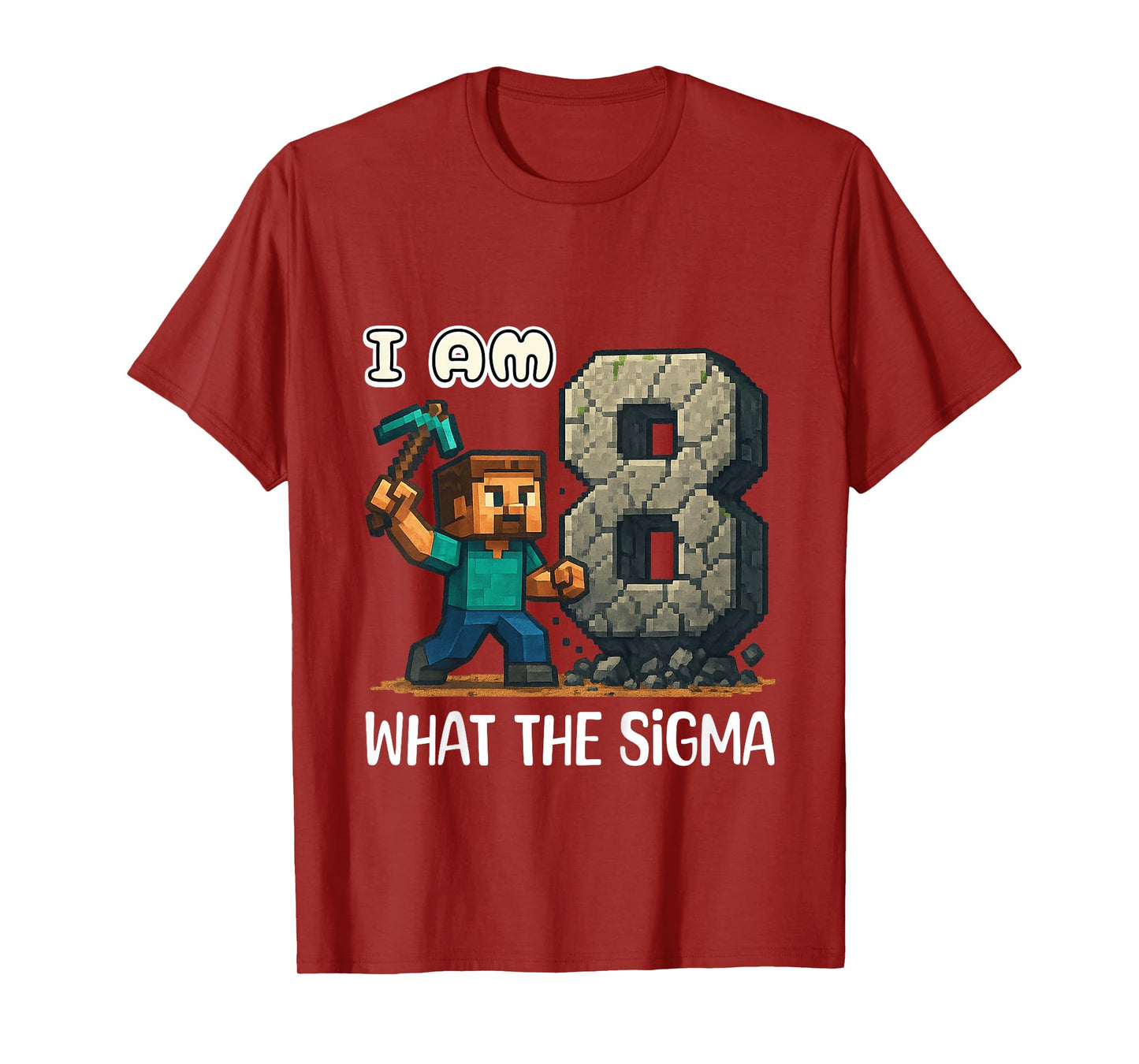 Kids Birthday Boys Eighth BDay Sigma Gaming Pixel T-Shirt