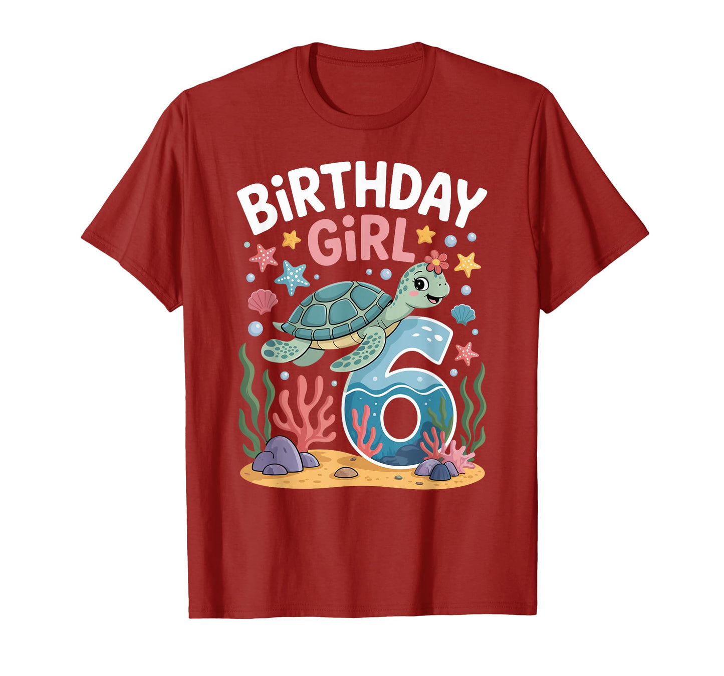 Birthday Girl 6th Sea Turtle Ocean Theme T-Shirt