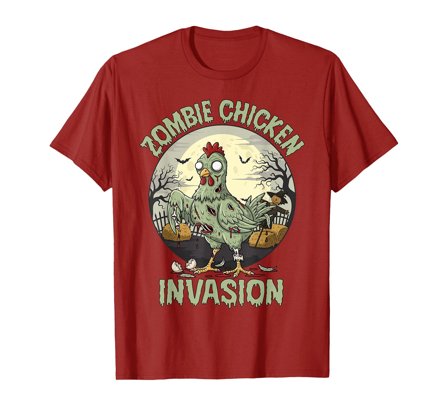 Zombie Chicken Invasion Funny Halloween T-Shirt