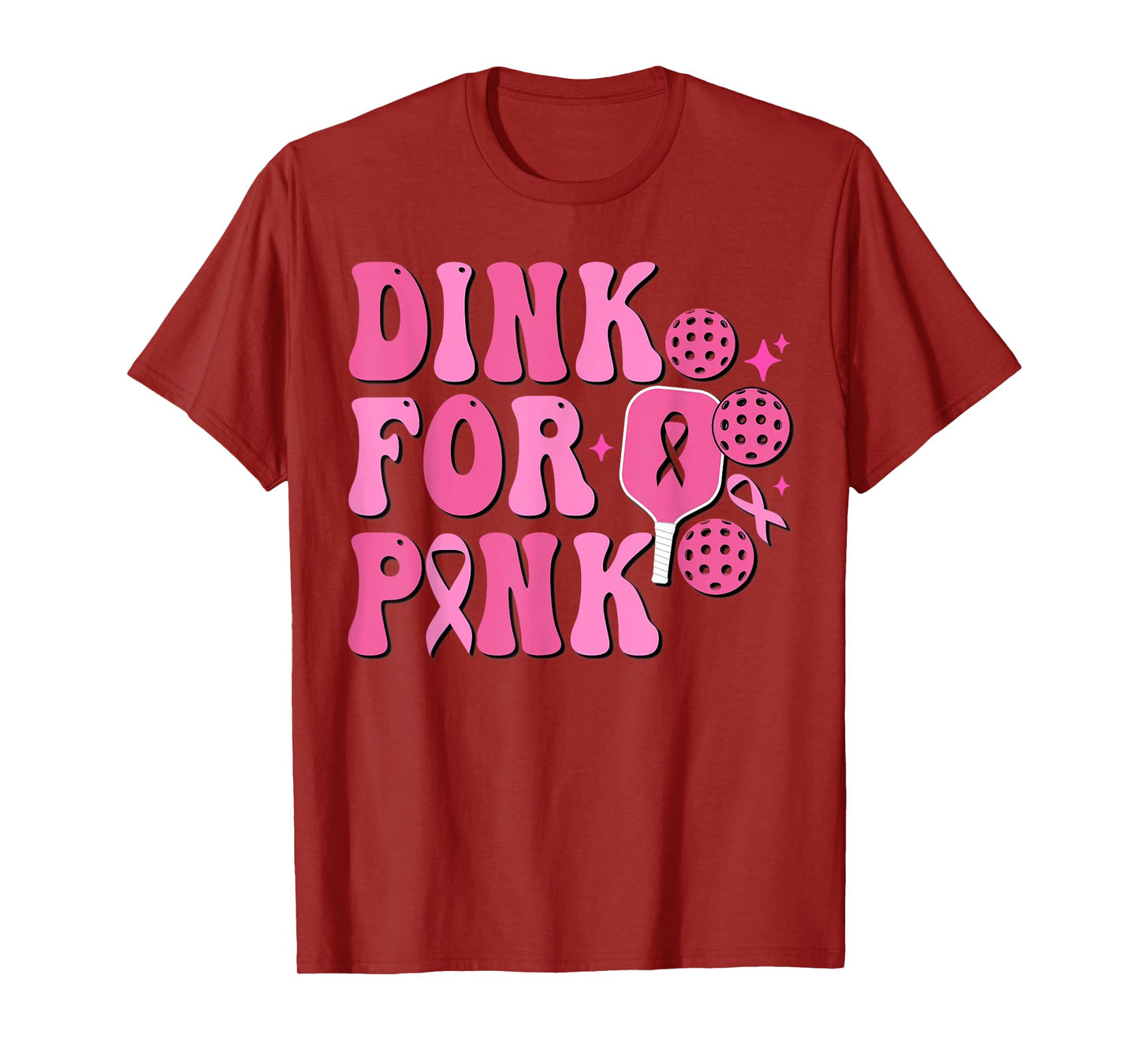 Dink For Pink Breast Cancer Awareness Pickleball Pink Ribbon T-Shirt